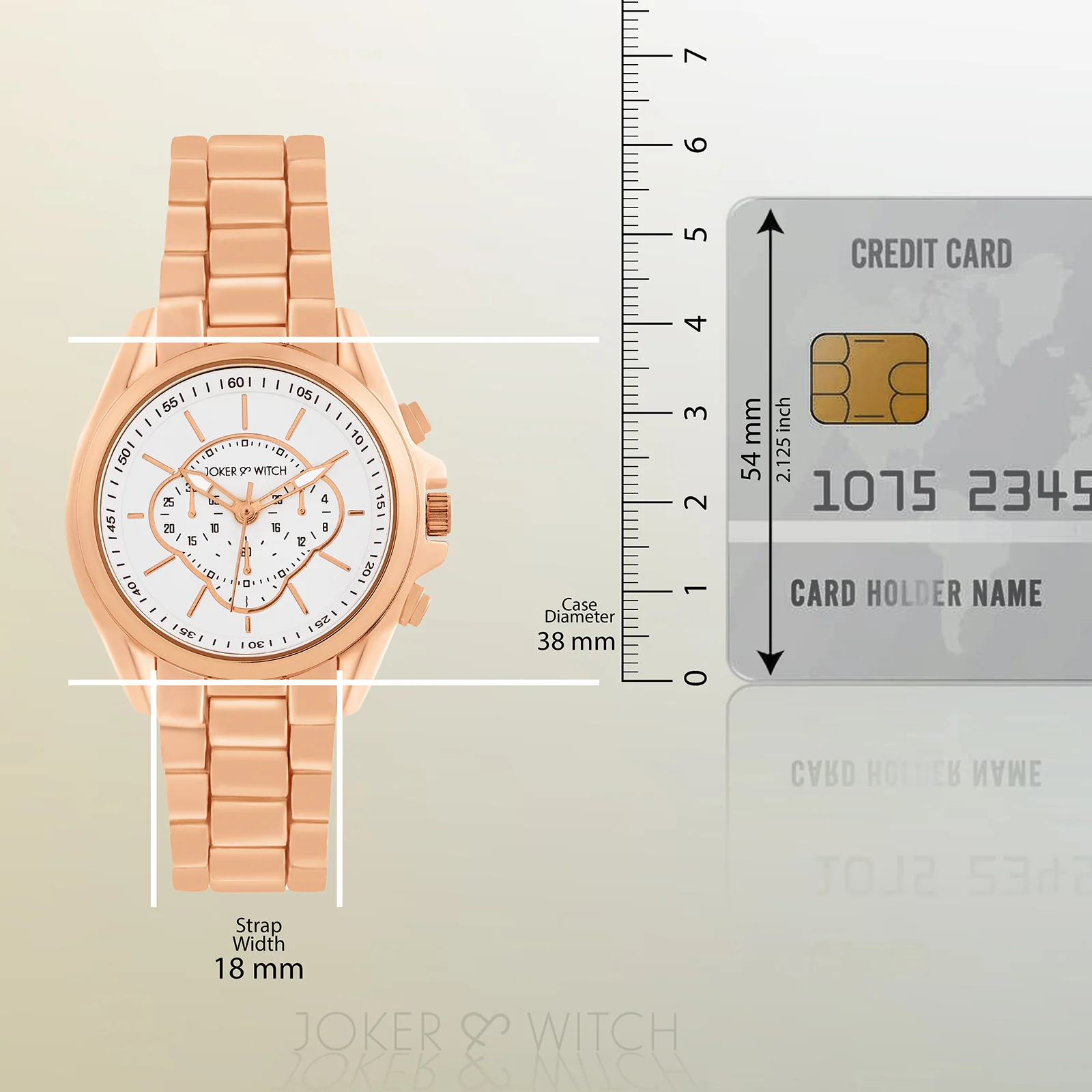 Stellar White Large Dial Rose Gold Linked Chain Strap Women's Watch - Image 8