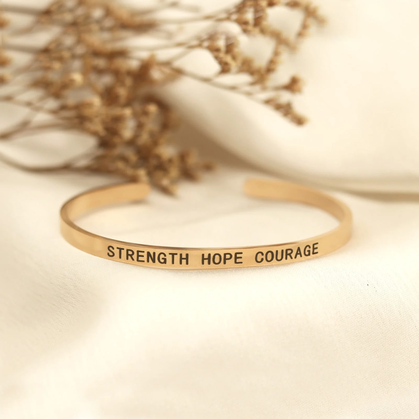 Strength Hope Courage Rose Gold Mantra Band - Image 2