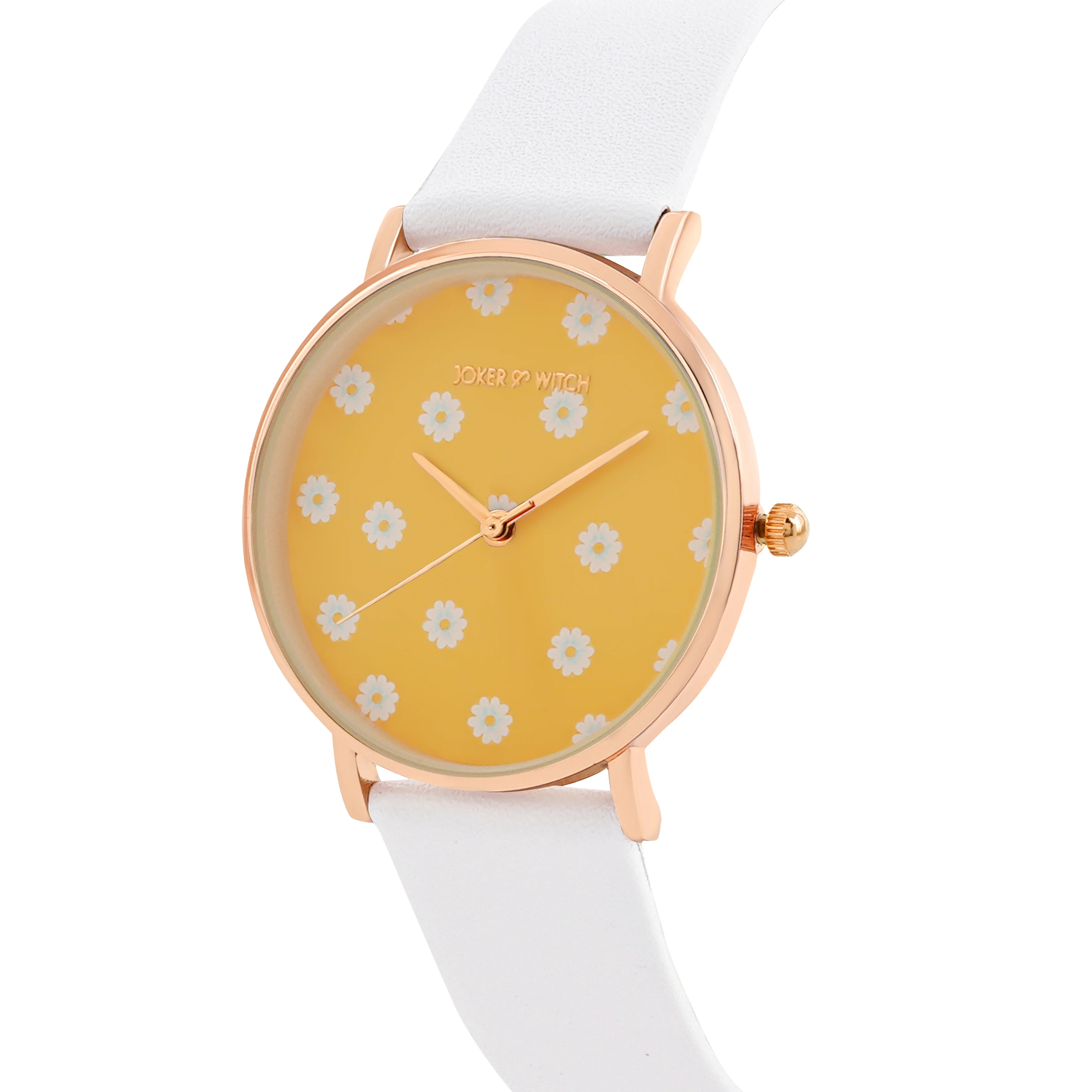 Printed Summer Sunshine Yellow Medium Dial White PU Strap Women's Watch - Image 4