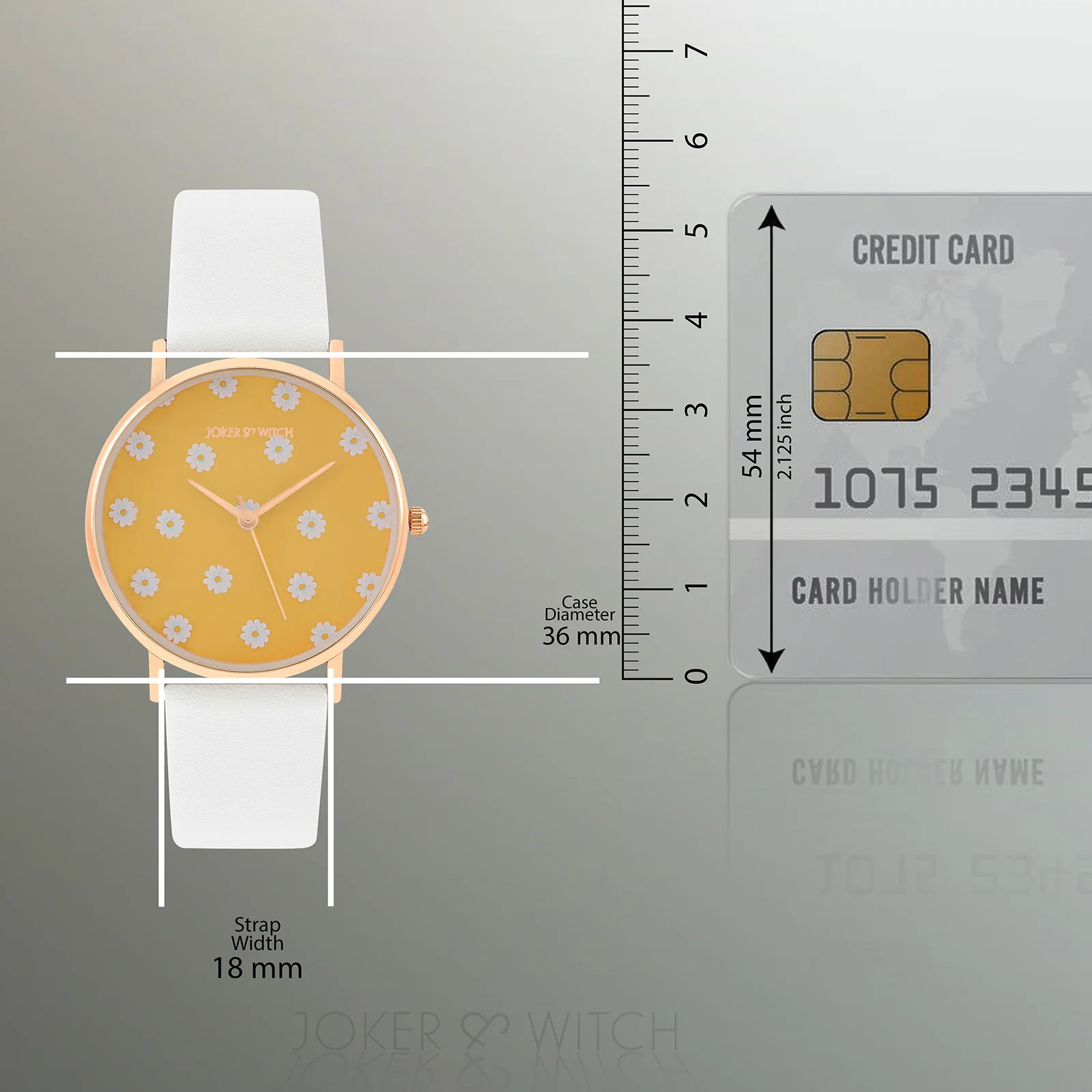 Printed Summer Sunshine Yellow Medium Dial White PU Strap Women's Watch - Image 8