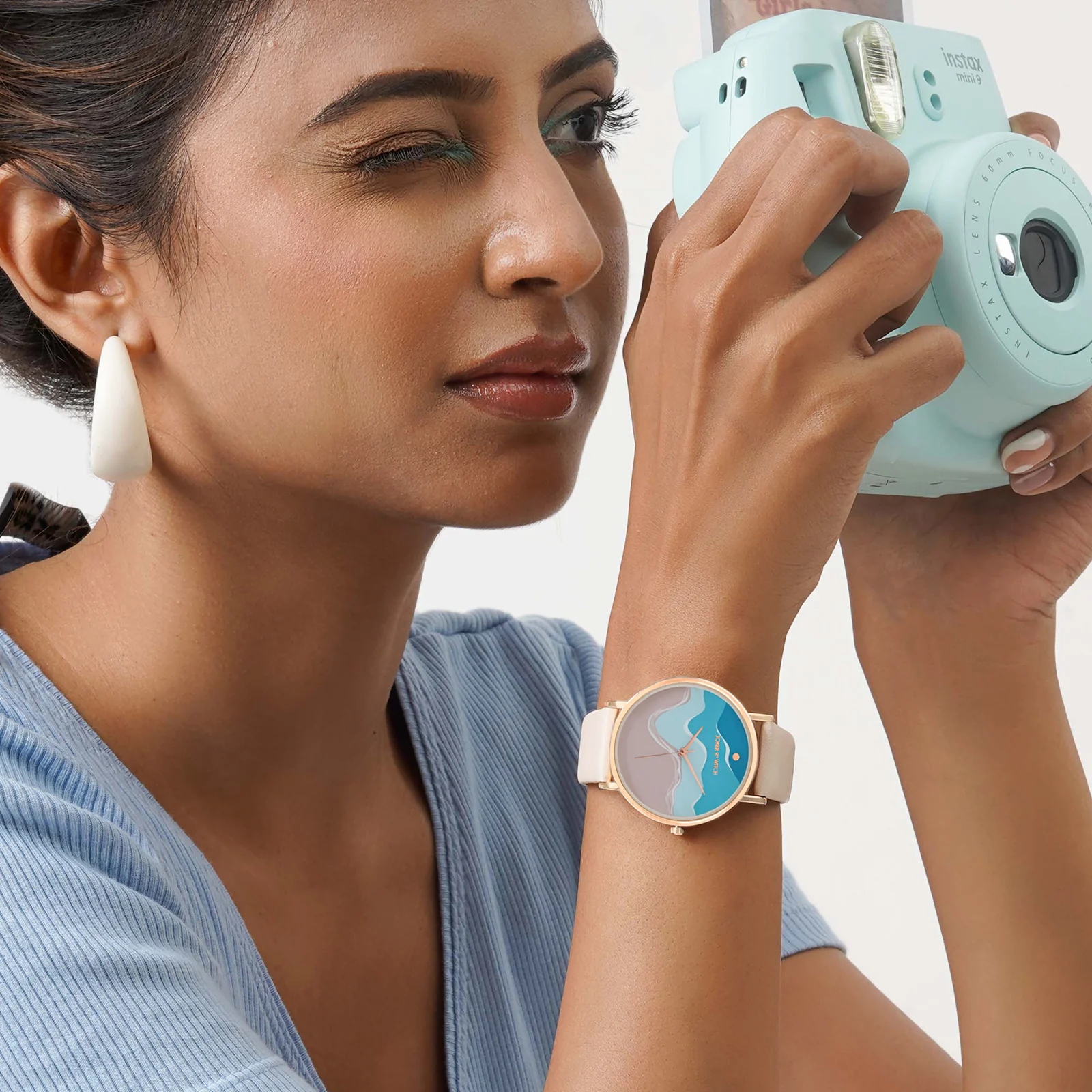 Printed Summer Multicolor Medium Dial Brown PU Strap Women's Watch - Image 2