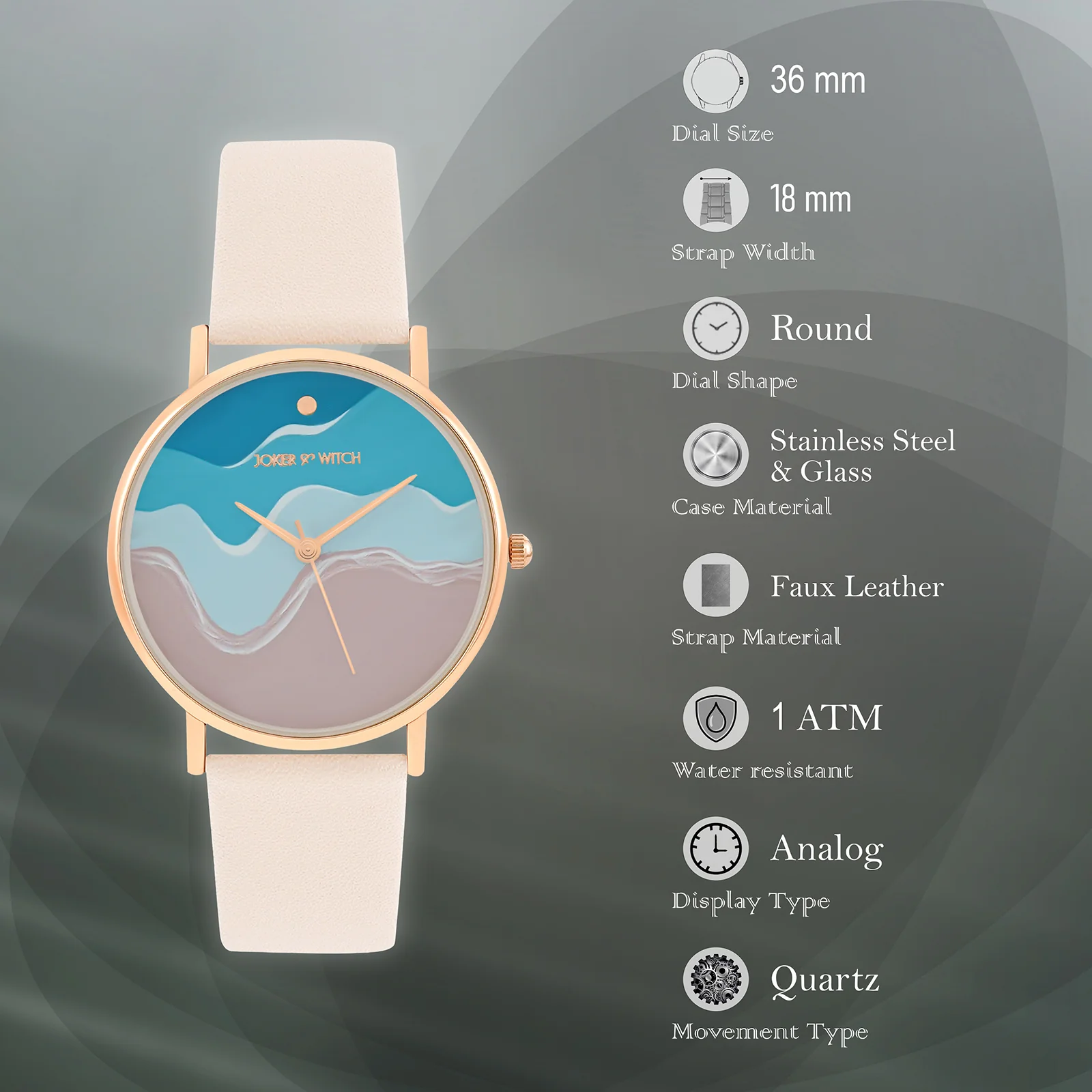 Printed Summer Multicolor Medium Dial Brown PU Strap Women's Watch - Image 7