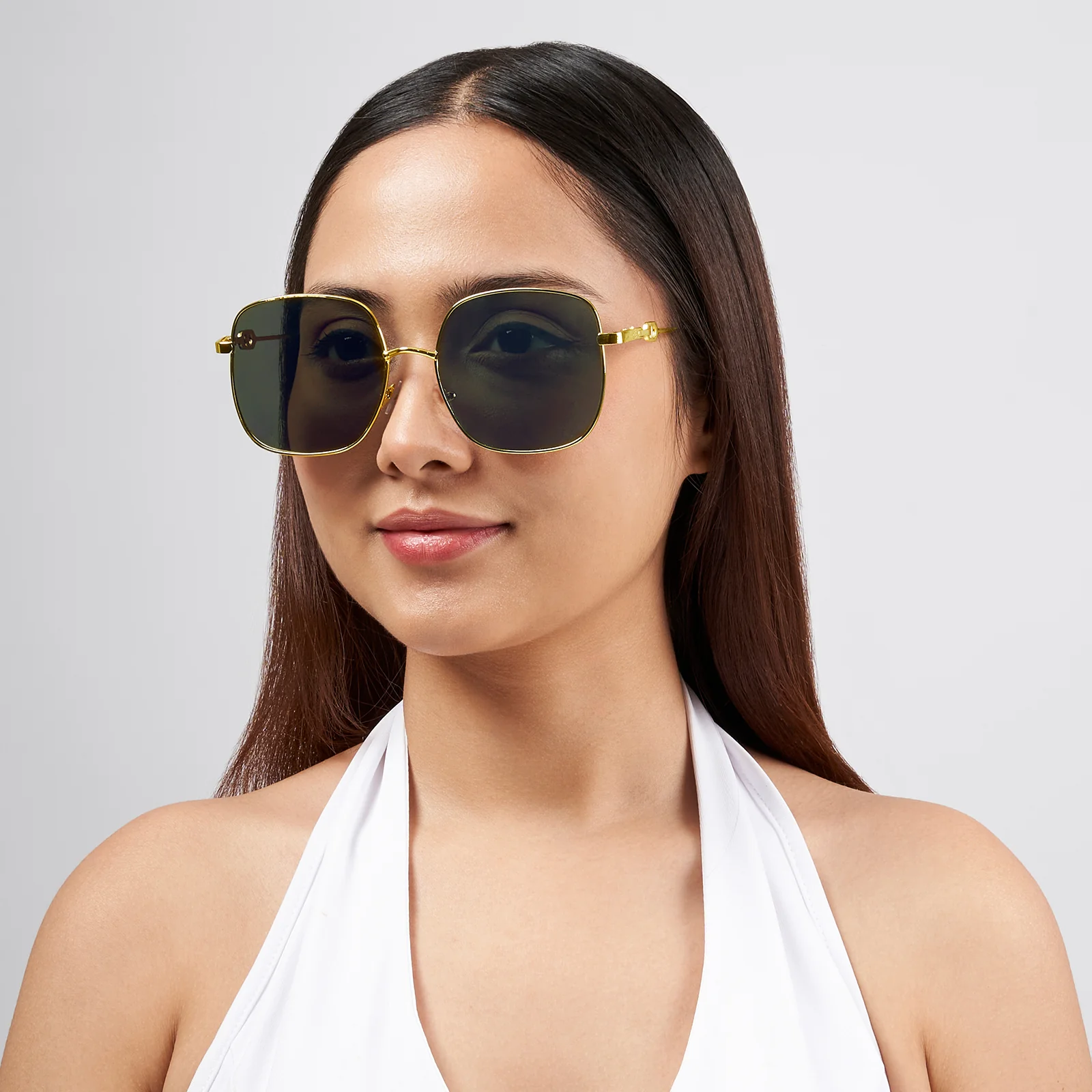 Sunkissed Square Dark Brown and Gold Oversized Sunglasses - Image 2