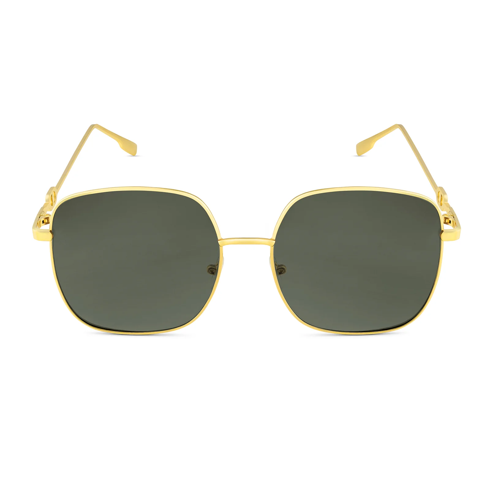 Sunkissed Square Dark Brown and Gold Oversized Sunglasses - Image 4