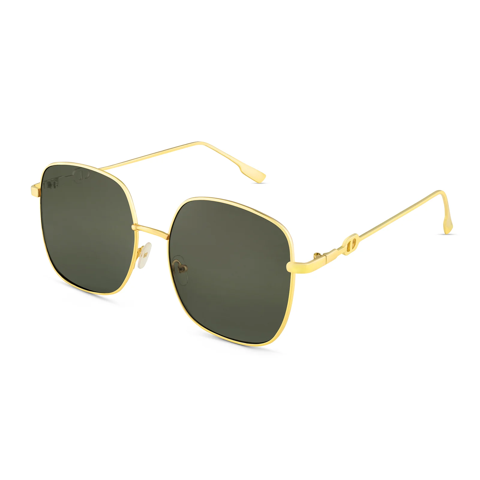 Sunkissed Square Dark Brown and Gold Oversized Sunglasses - Image 5