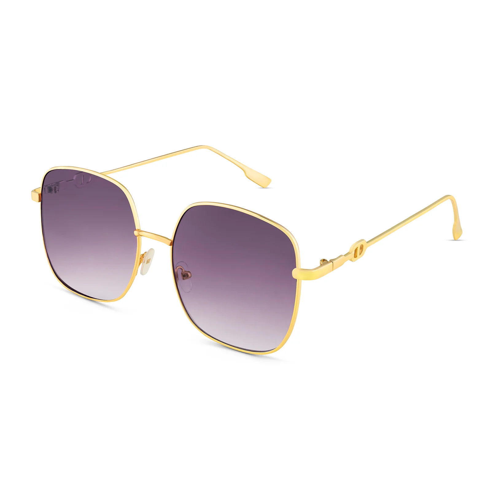 Sunkissed Square Purple and Gold Oversized Sunglasses - Image 5