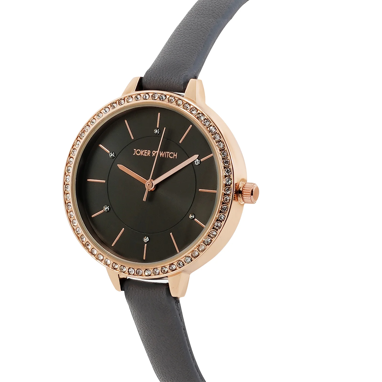 Sunrise Grey Medium Rhinestone Dial PU Strap Women's Watch - Image 4