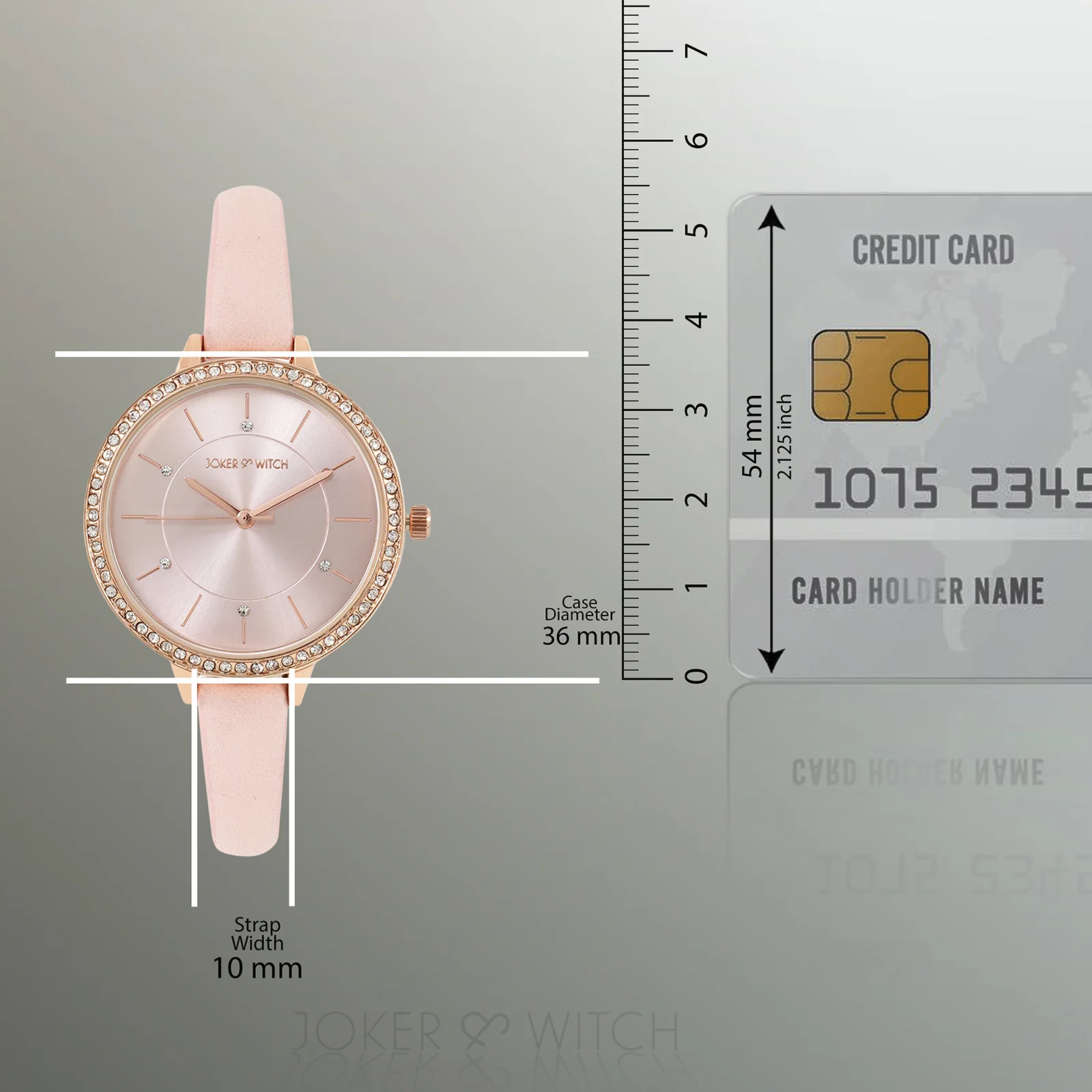 Sunrise Pink Medium Rhinestone Dial PU Strap Women's Watch - Image 8