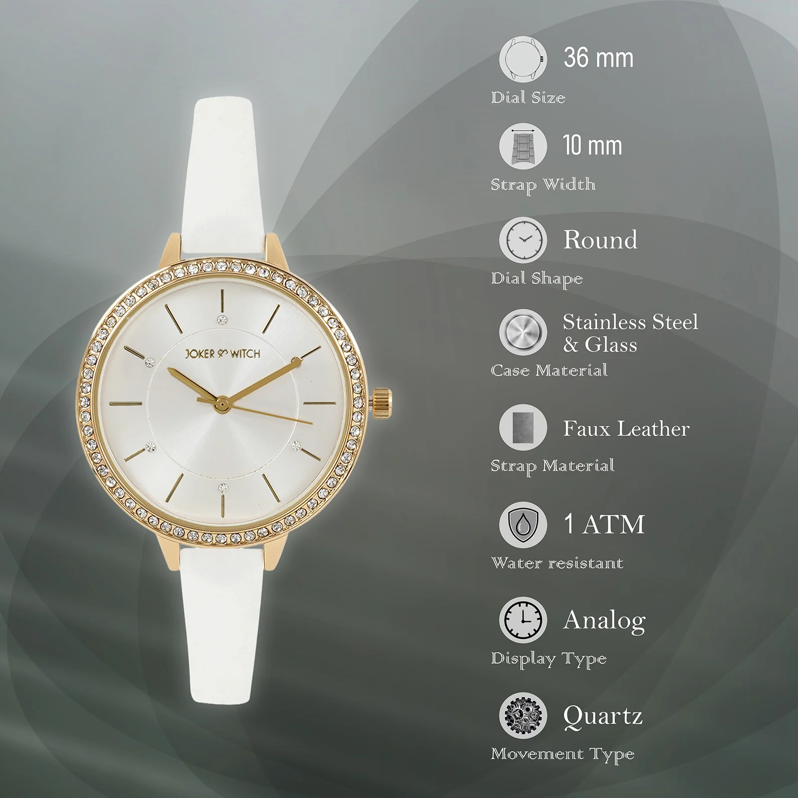 Sunrise Silver Medium Rhinestone Dial PU Strap Women's Watch - Image 7