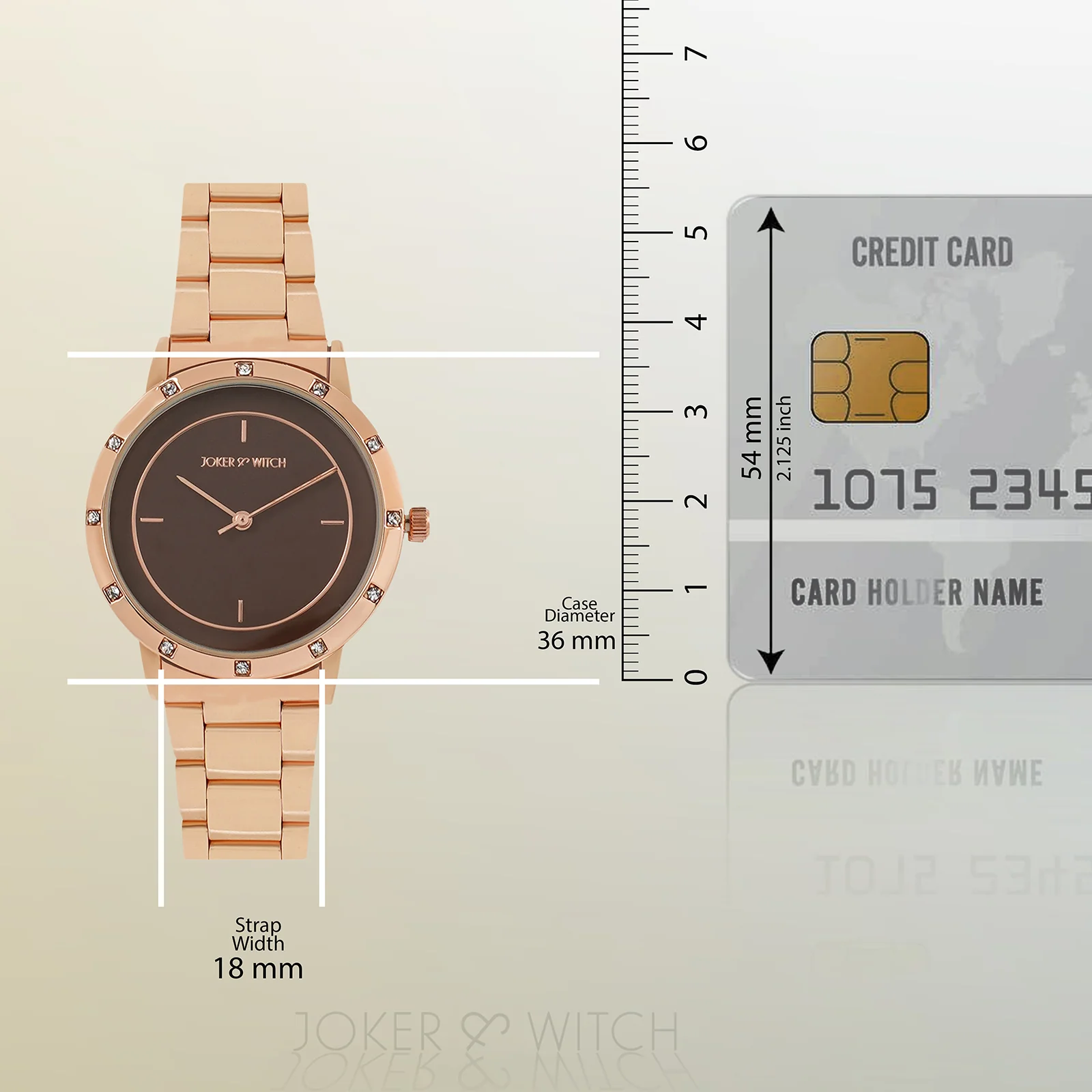 Sunset Brown Medium Rhinestone Dial Rose Gold Linked Chain Strap Women's Watch - Image 8