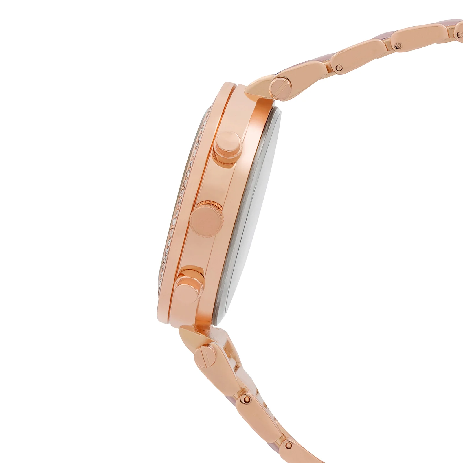Suzanne White Large Rhinestone Dial Lavendar Ceramic Linked Chain Strap Women's Watch - Image 5