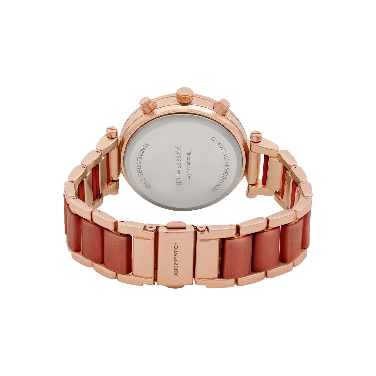 Suzanne White Large Rhinestone Dial Maroon Ceramic Linked Chain Strap Women's Watch - Image 6