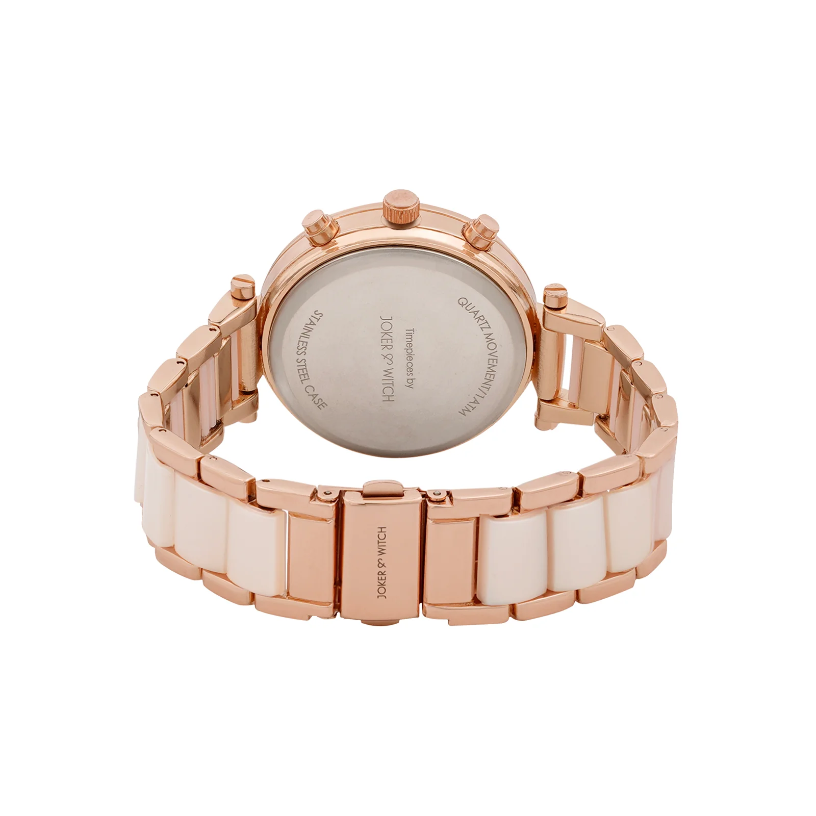 Suzanne White Large Rhinestone Dial White Ceramic Linked Chain Strap Women's Watch - Image 6