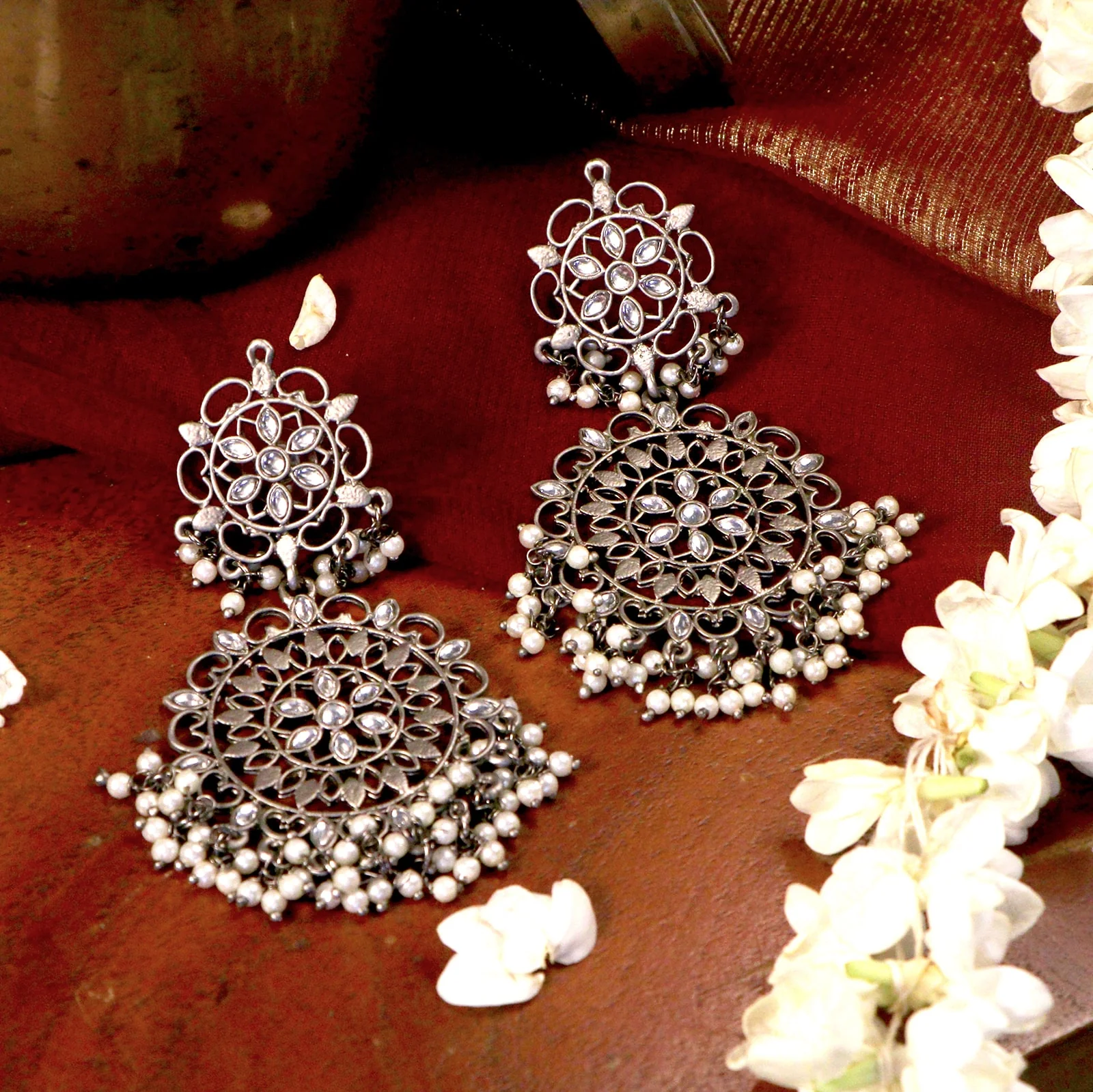 Swati Silver Oxidized Earrings - Image 2