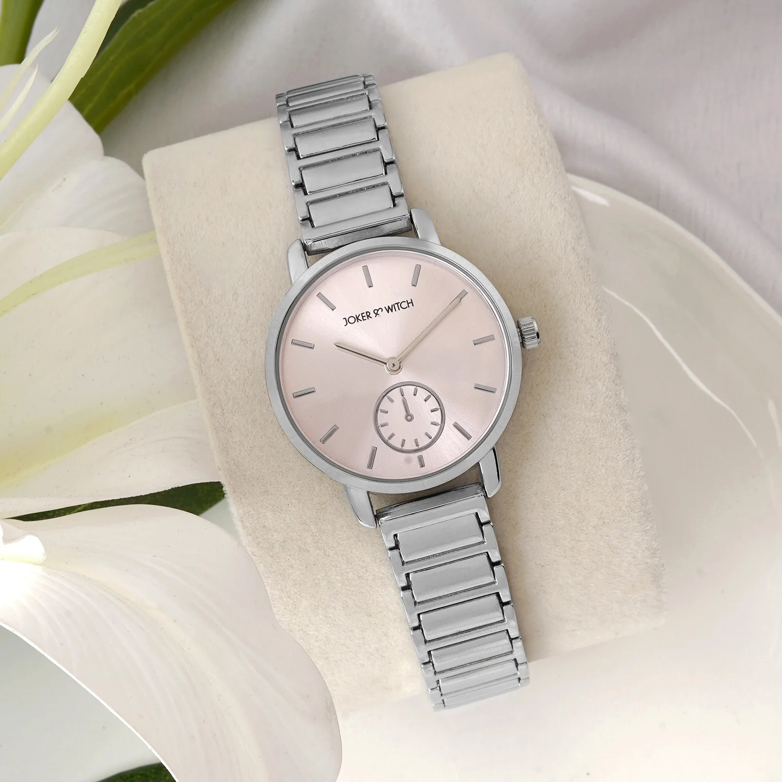Taila Pink Medium Dial Silver Linked Chain Strap Women's Watch - Image 2
