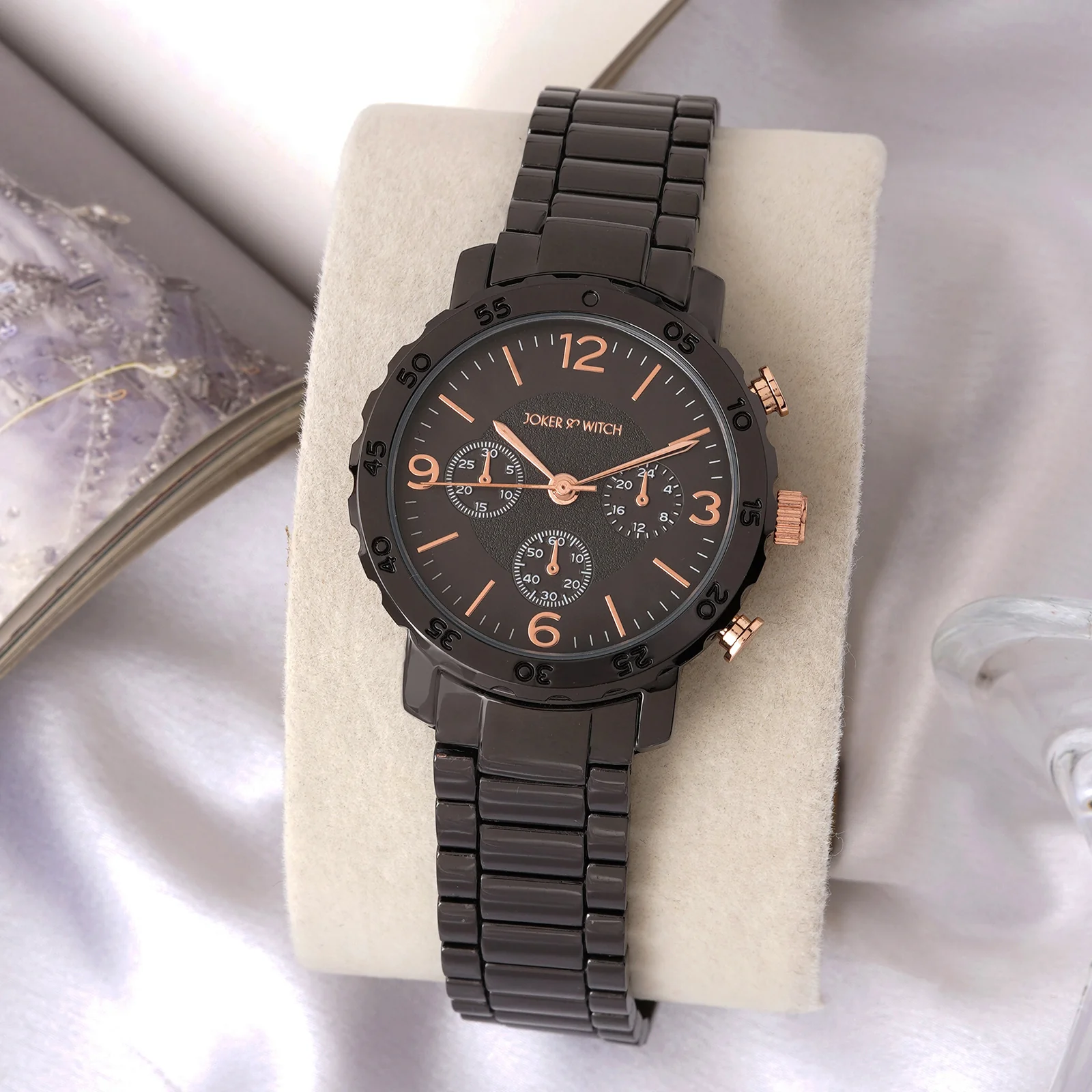 Taye Gunmetal Large Dial Linked Chain Strap Women's Watch - Image 2