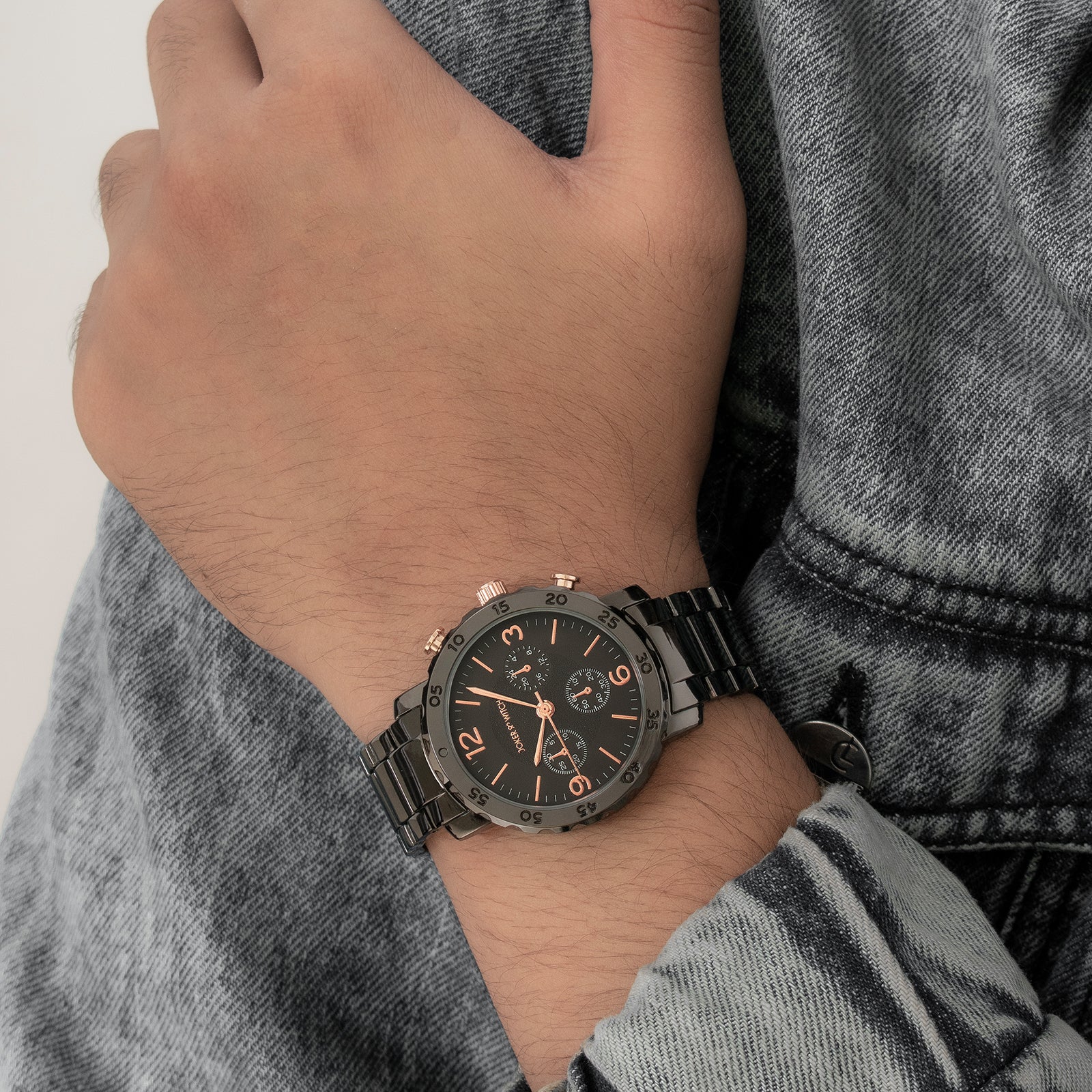 Taye Gunmetal Large Dial Linked Chain Strap Women's Watch - Image 3