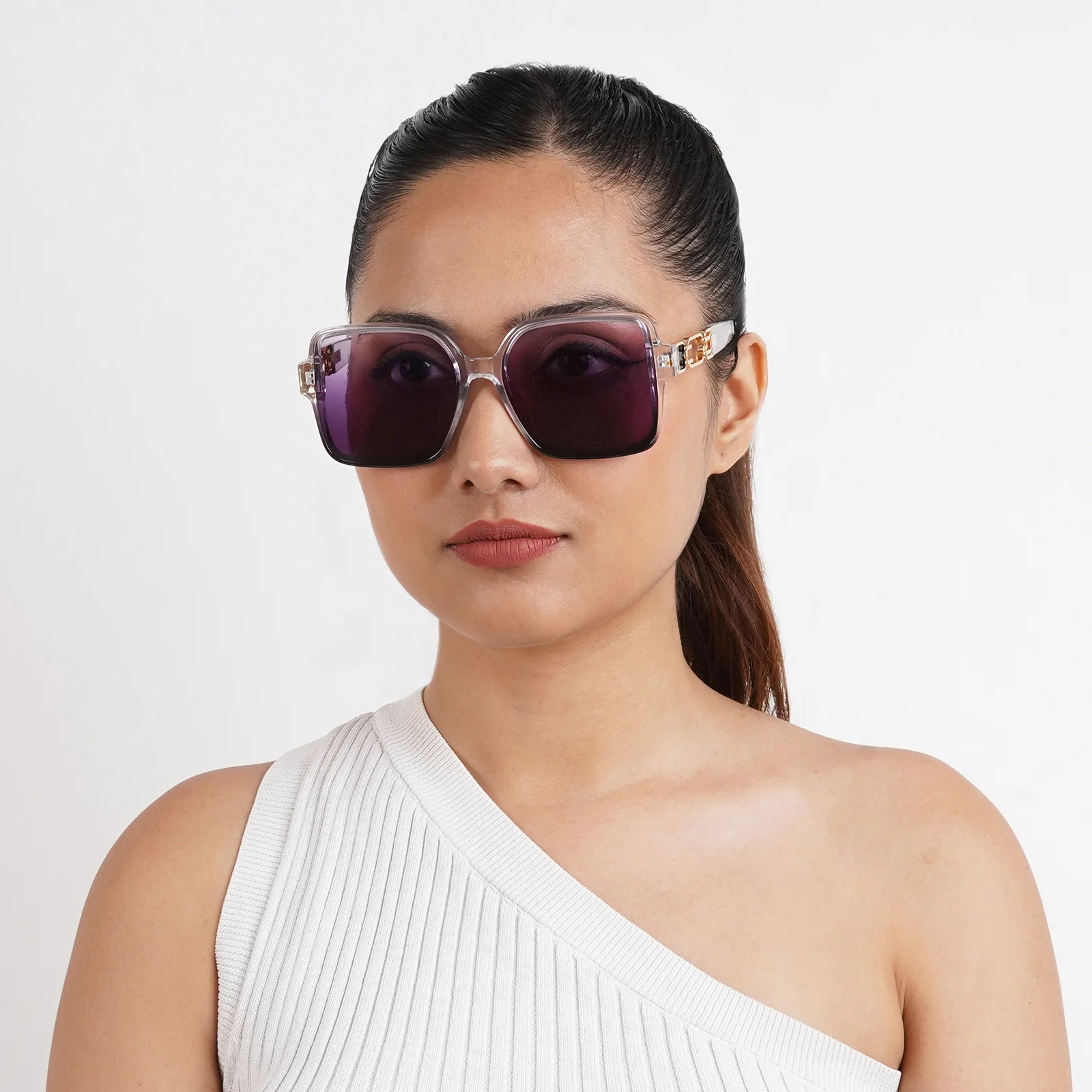 Tea Party Square Purple Sunglasses - Image 2