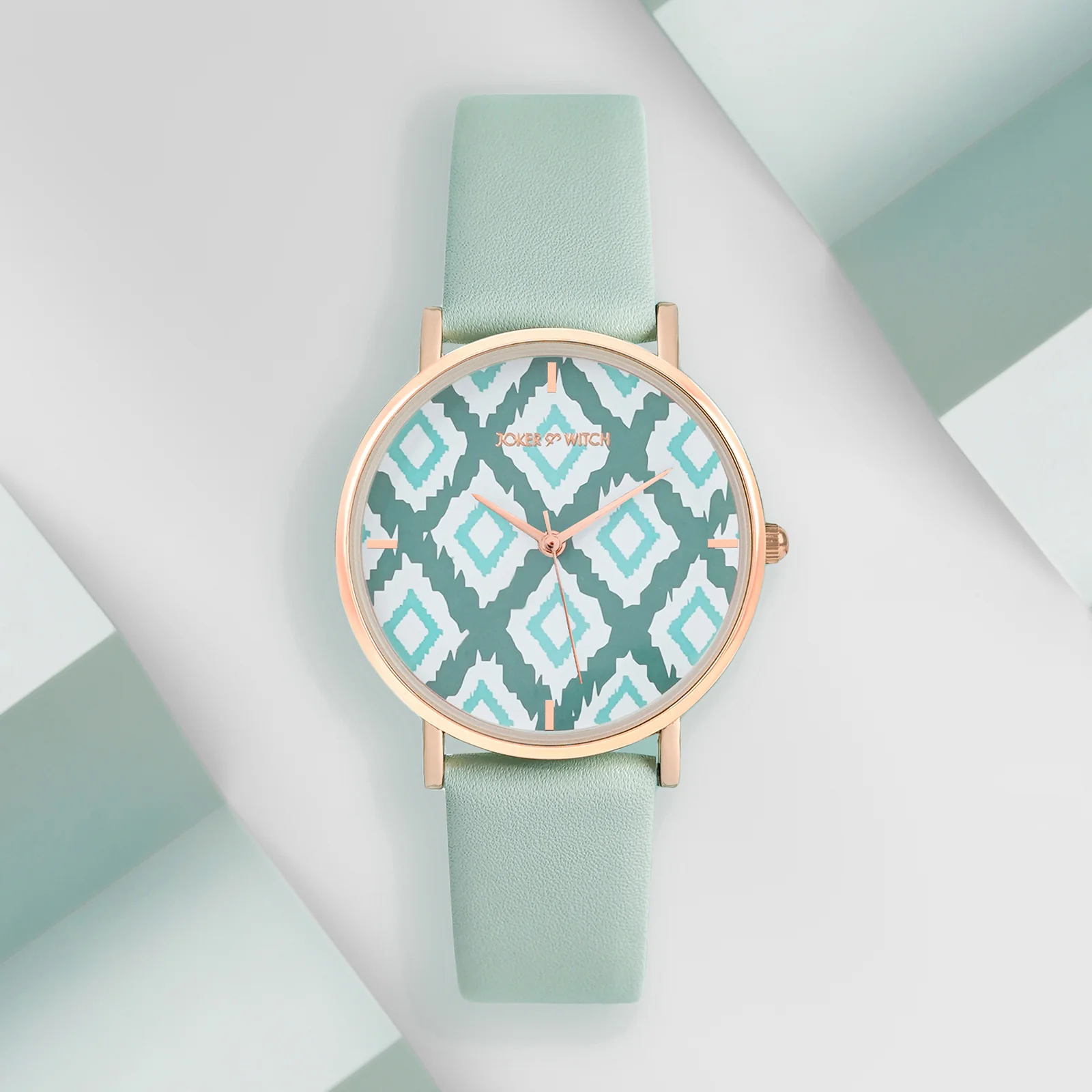 Printed Teal Trip Medium Dial Green PU Strap Women's Watch - Image 3