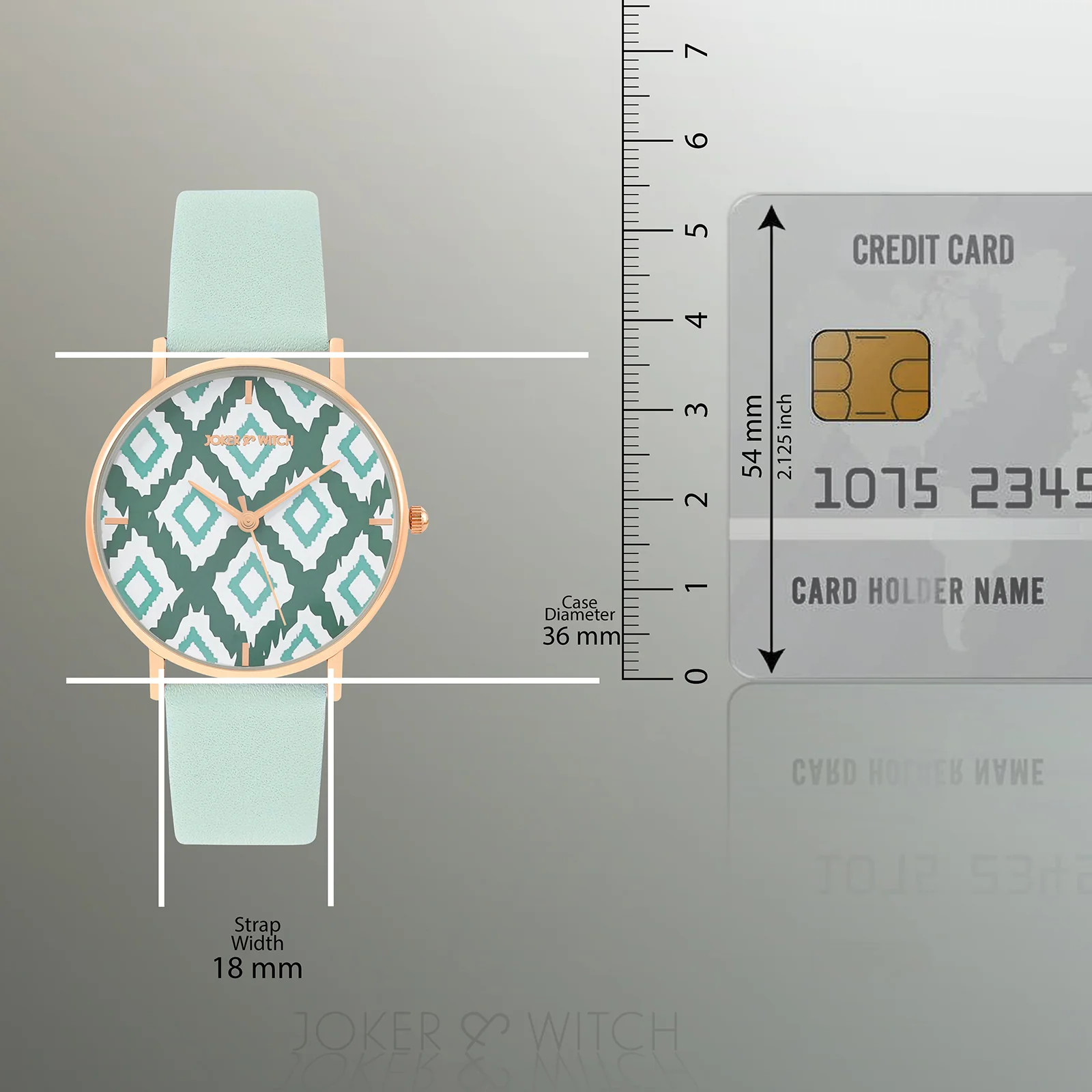 Printed Teal Trip Medium Dial Green PU Strap Women's Watch - Image 8
