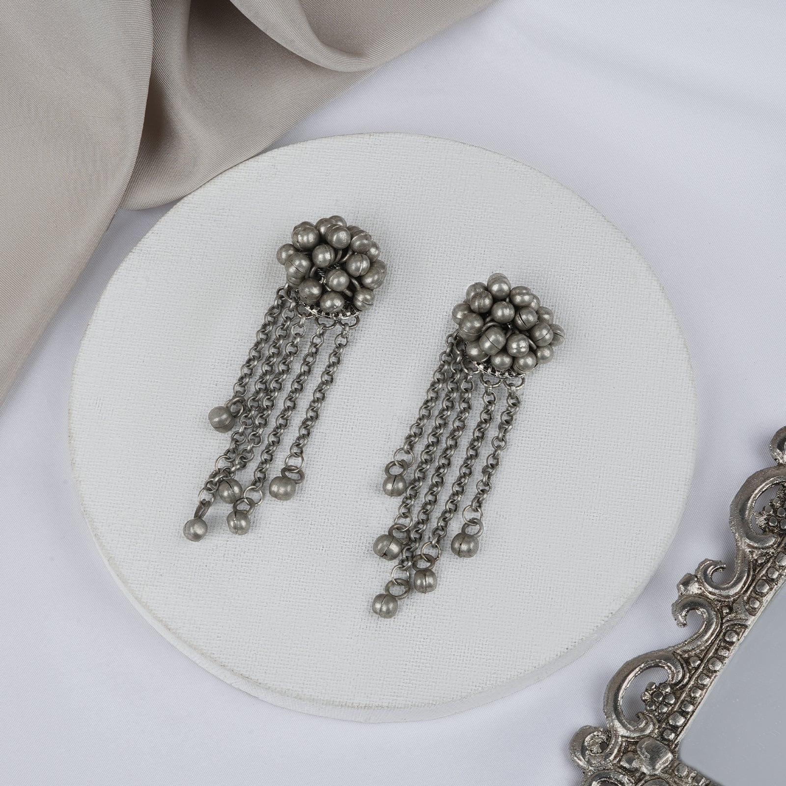 Teejh Aabida Ghungroo Silver Oxidised Earring - Image 2