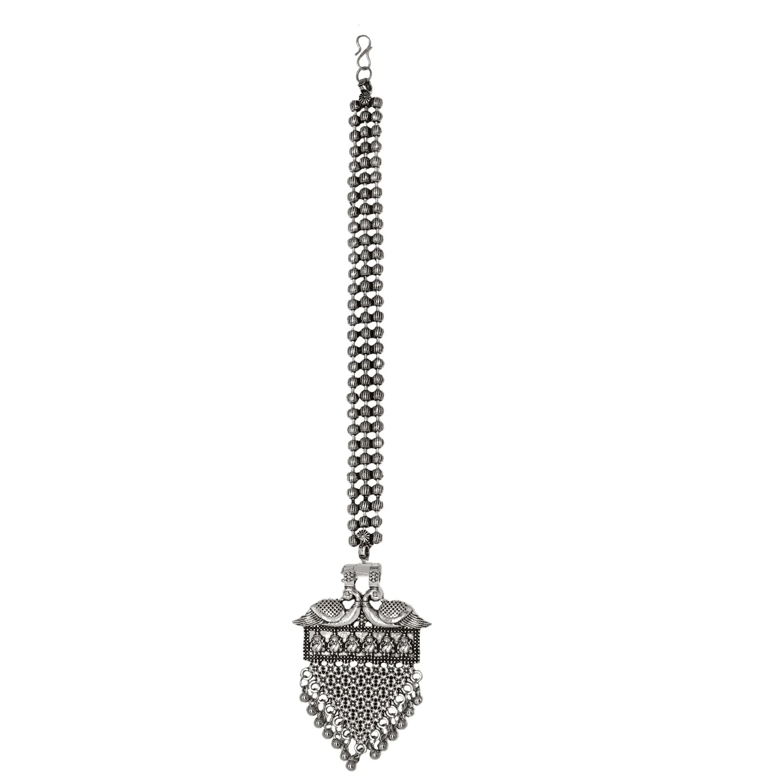 Teejh Aadhila Silver Oxidised Maang Tikka - Image 3