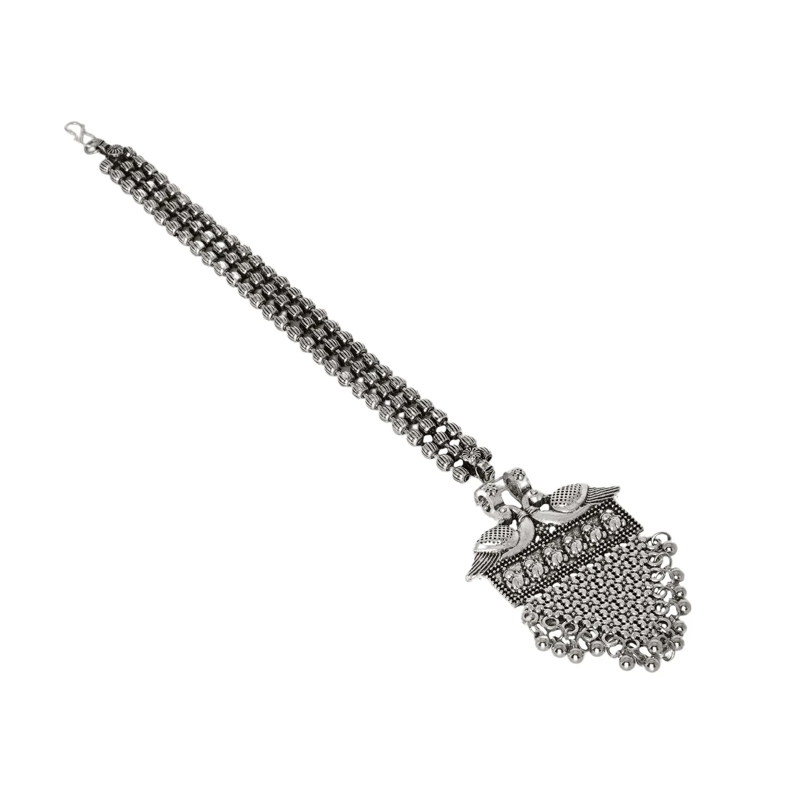 Teejh Aadhila Silver Oxidised Maang Tikka - Image 4
