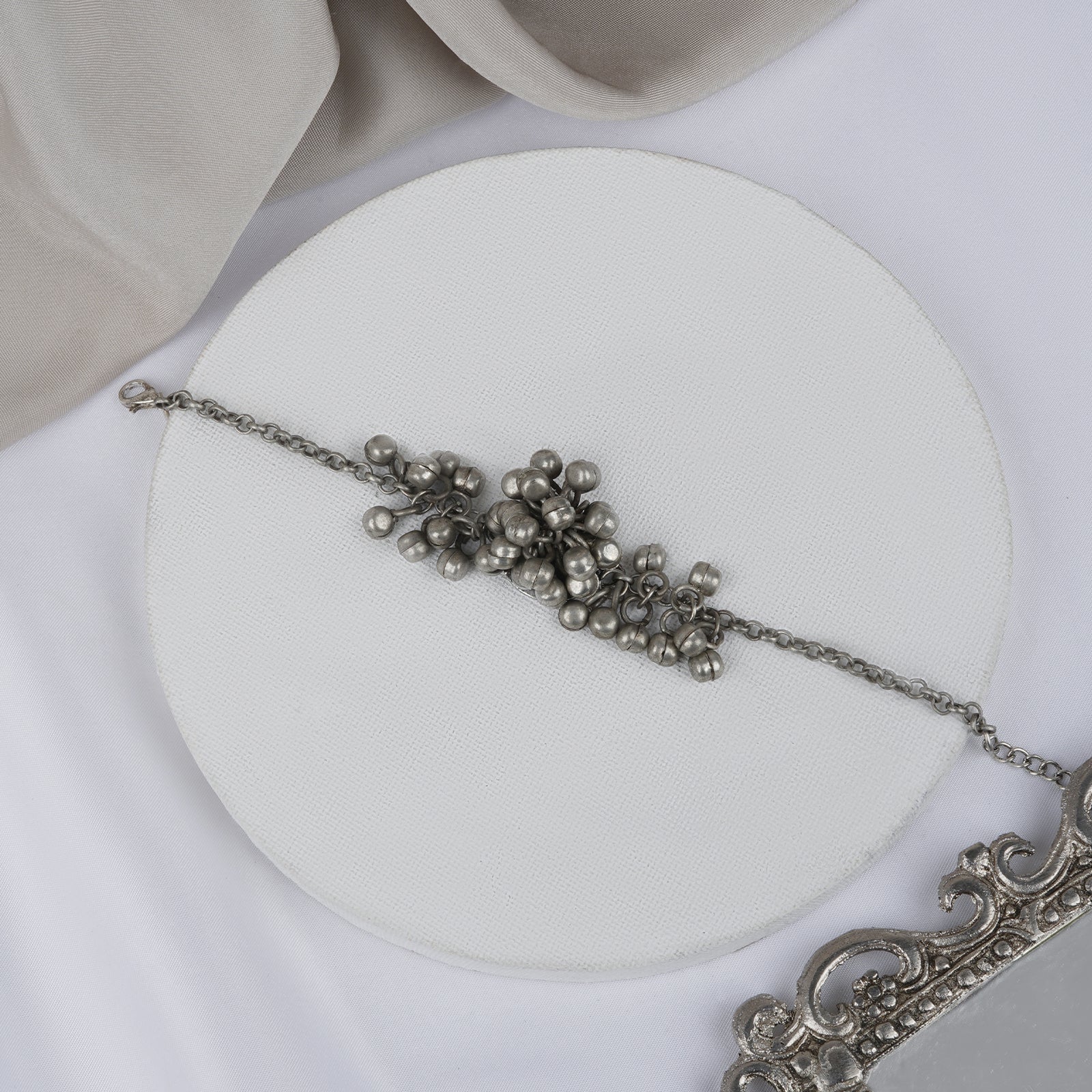 Teejh Aafrah Ghungroo Silver Oxidised Bracelet - Image 2