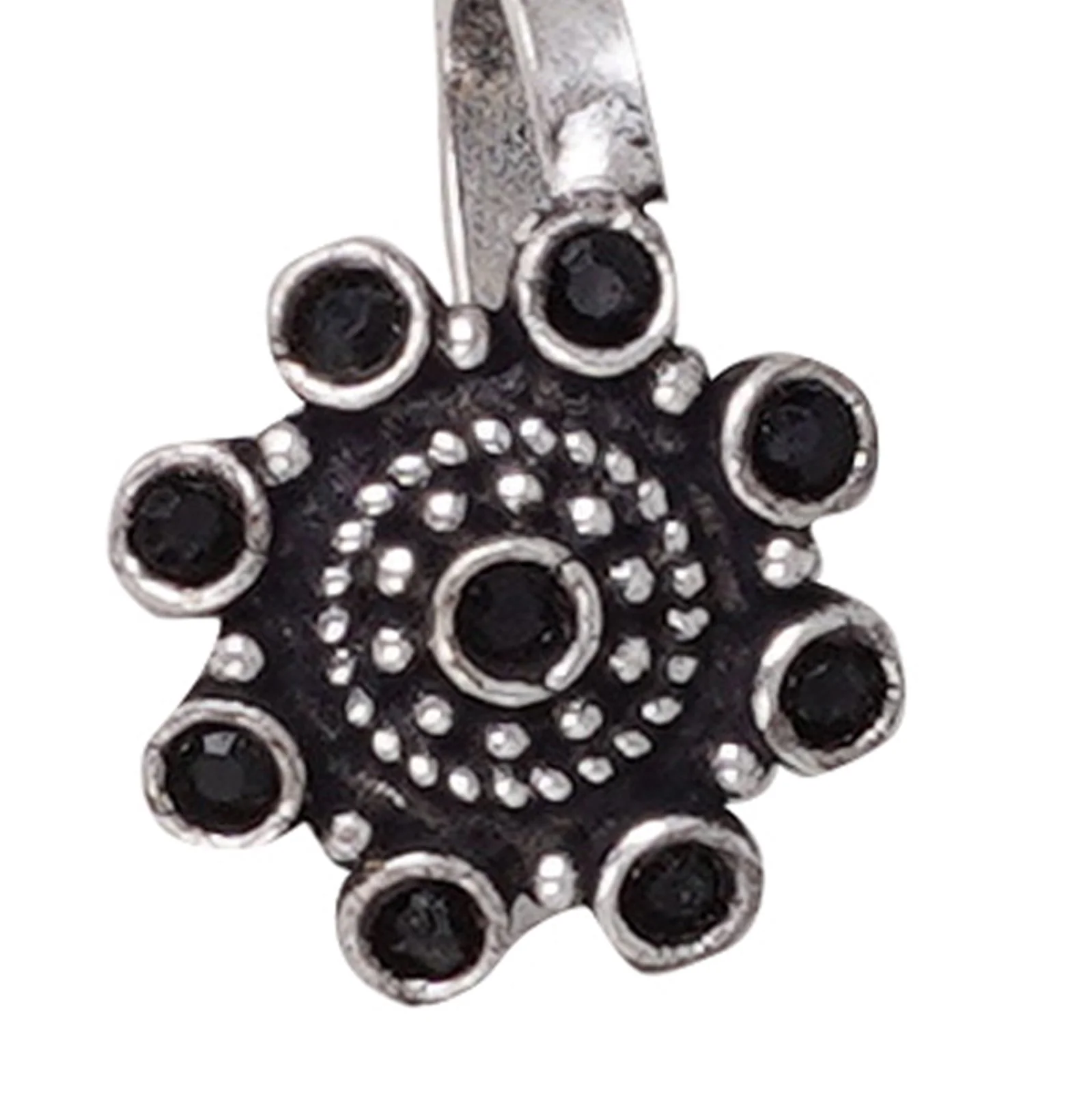 Teejh Aagamya Black Stone Ethnic Silver Oxidised Nose Pin - Image 4