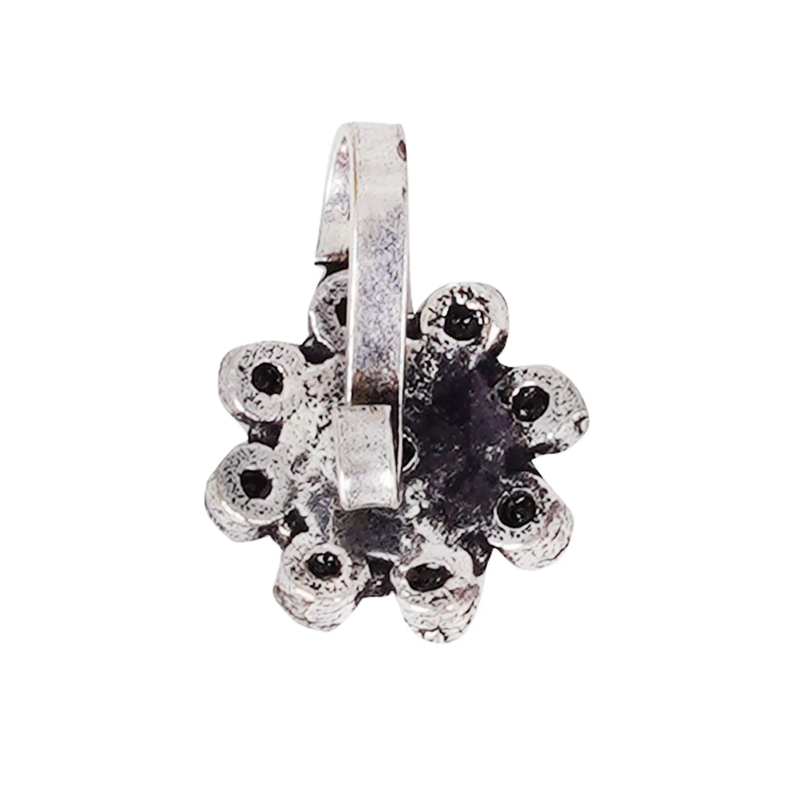 Teejh Aagamya Black Stone Ethnic Silver Oxidised Nose Pin - Image 6