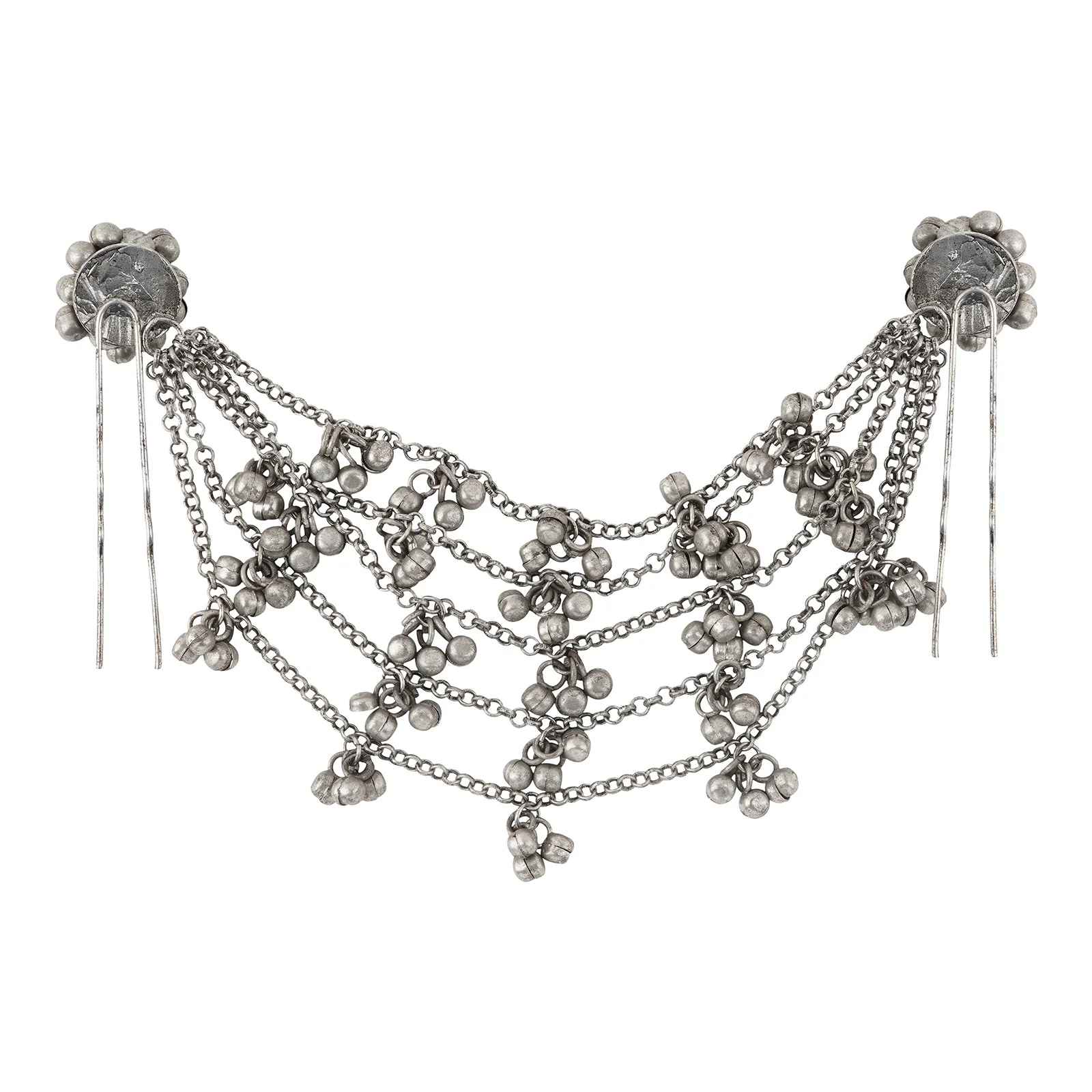 Teejh Aamna Ghungroo Silver Oxidised Bun Stick - Image 4