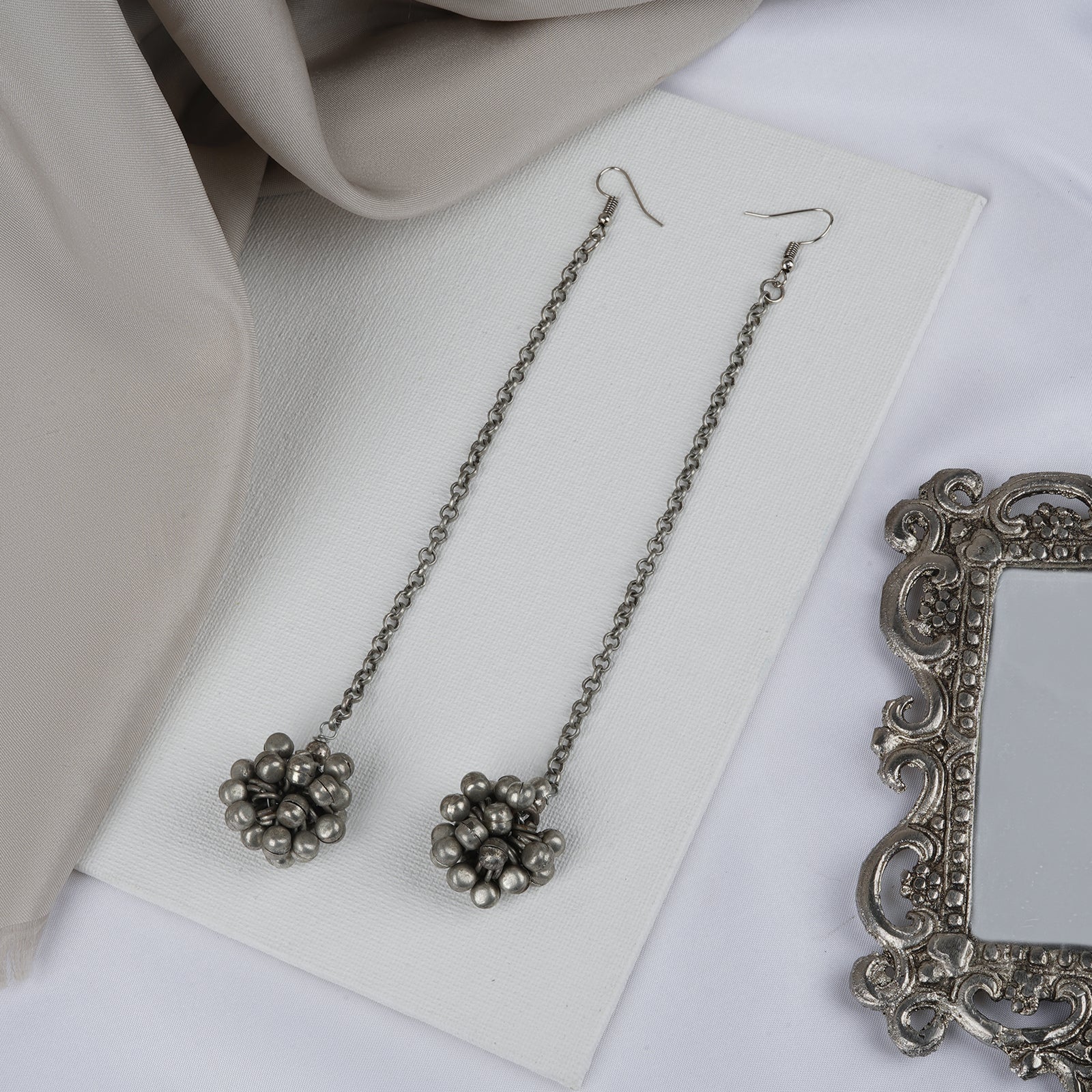 Teejh Aamna Ghungroo Silver Oxidised Earring - Image 2