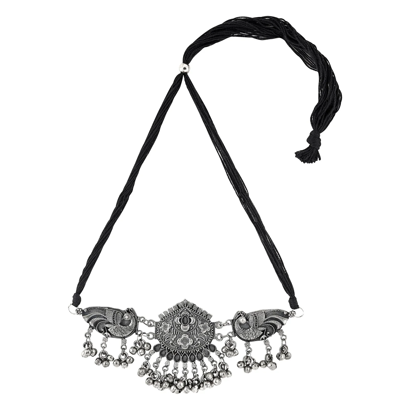Teejh Aarthi Silver Oxidised Necklace Set - Image 4