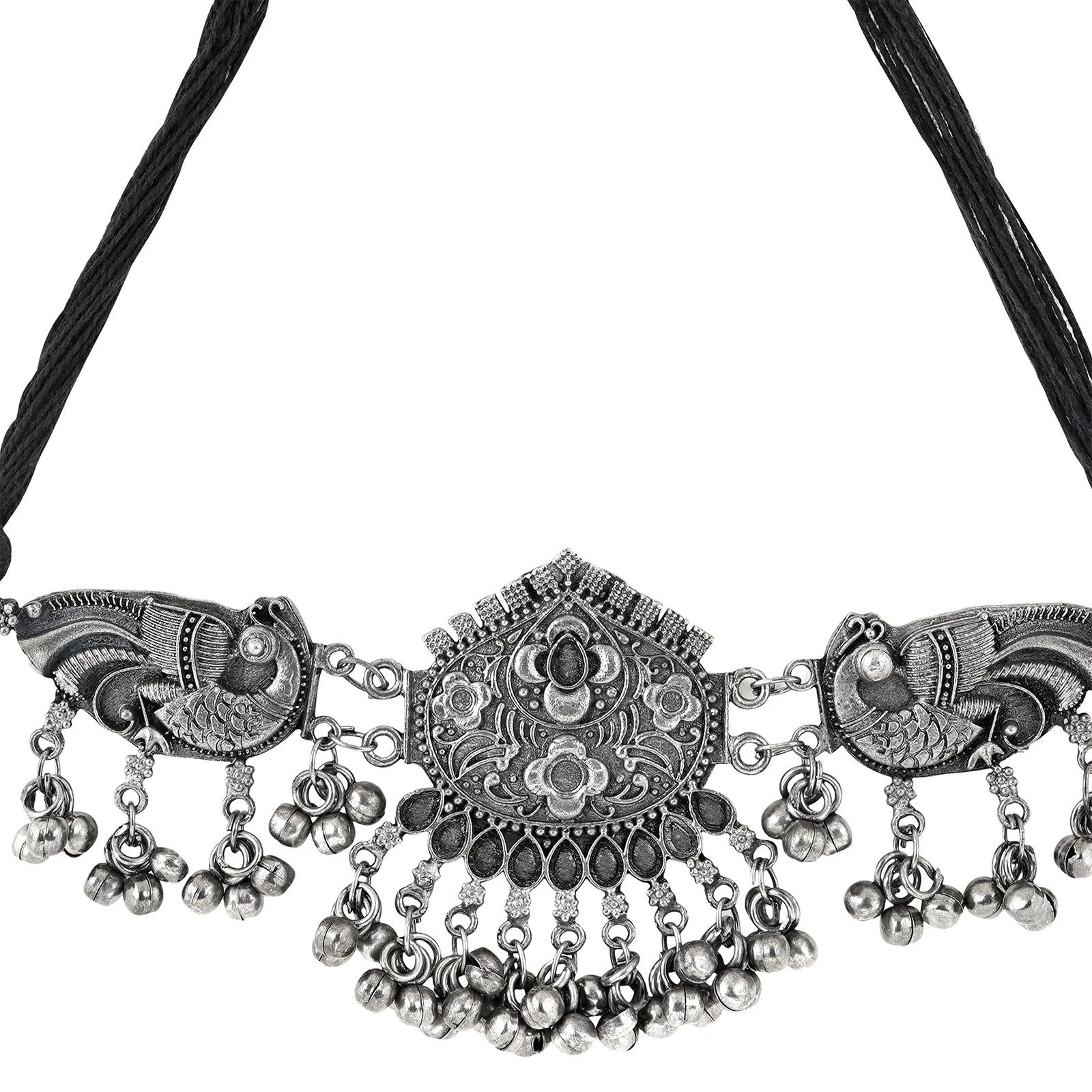 Teejh Aarthi Silver Oxidised Necklace Set - Image 5