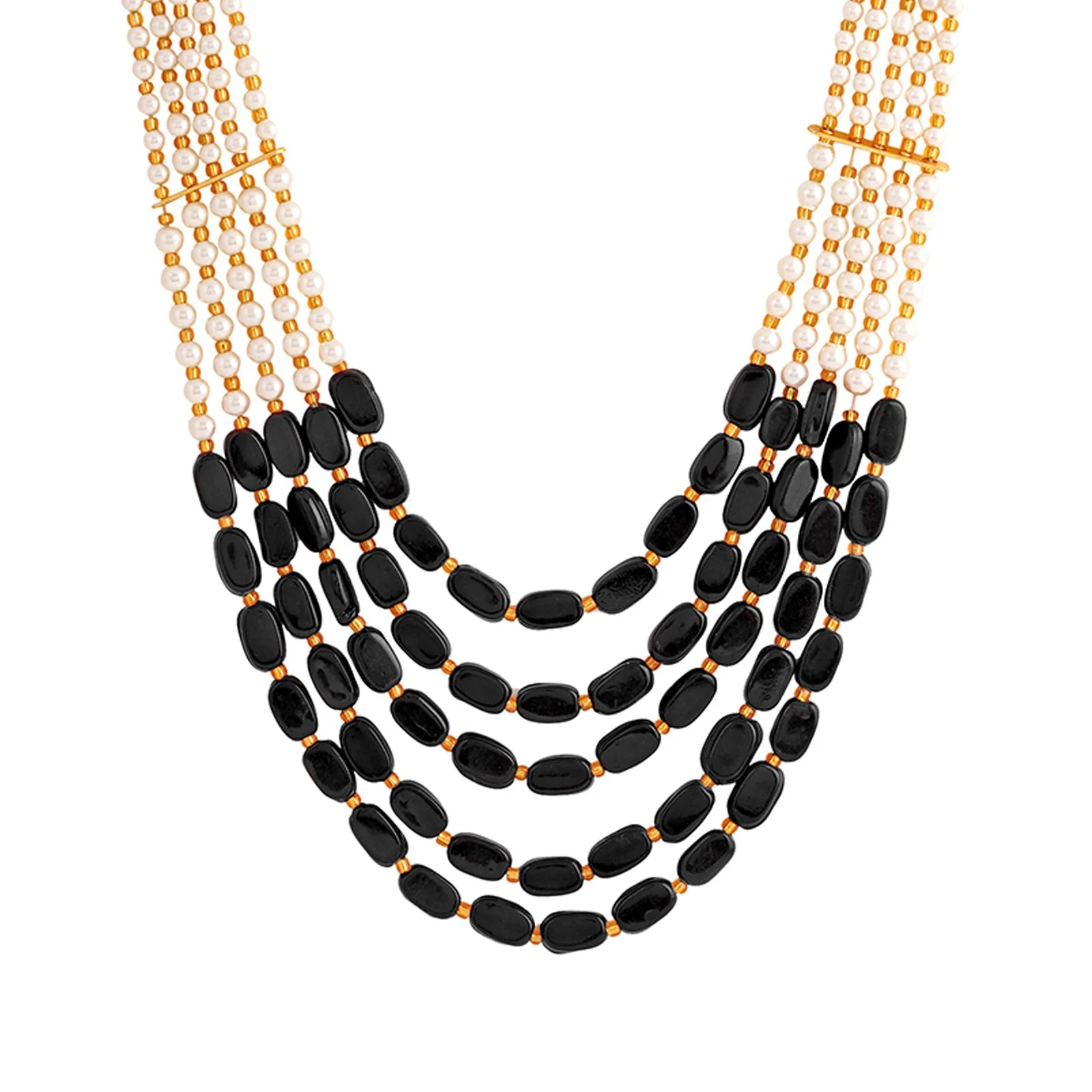 Teejh Aarushi Black Bead and Pearl Necklace - Image 3