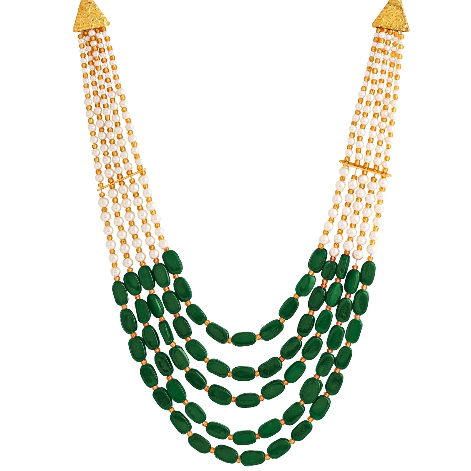 Teejh Aarushi Green Bead And Pearl Necklace - Image 4