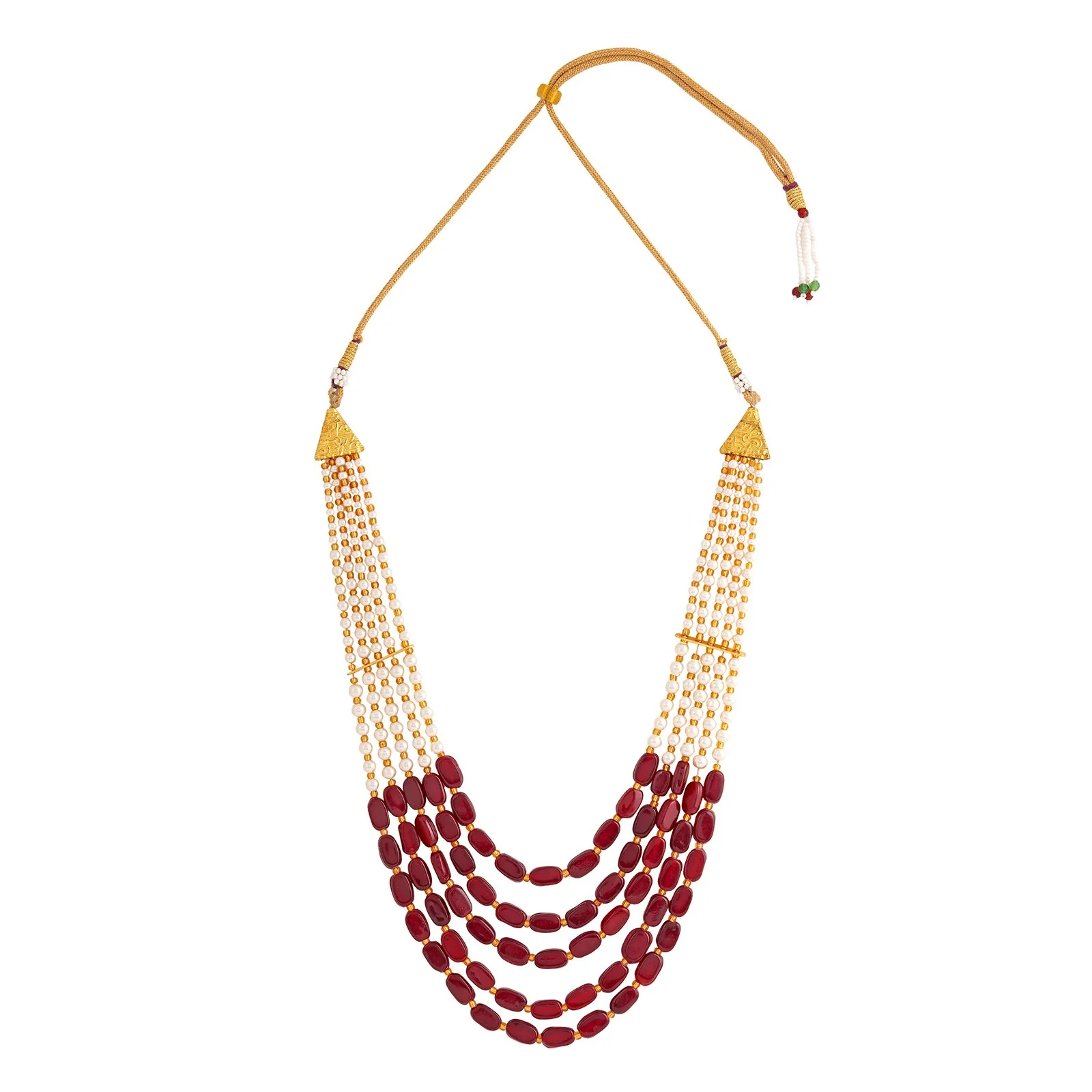 Teejh Aarushi Red Bead And Pearl Necklace - Image 2