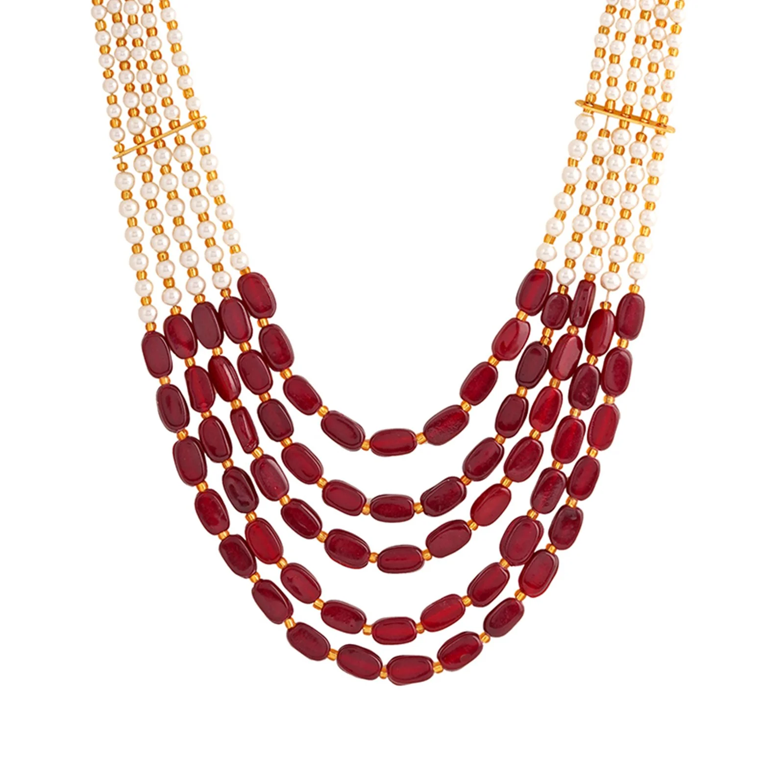 Teejh Aarushi Red Bead And Pearl Necklace - Image 3