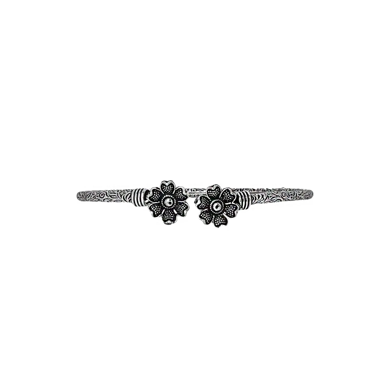 Teejh Aastha Silver Oxidised Floral Bracelet - Image 3