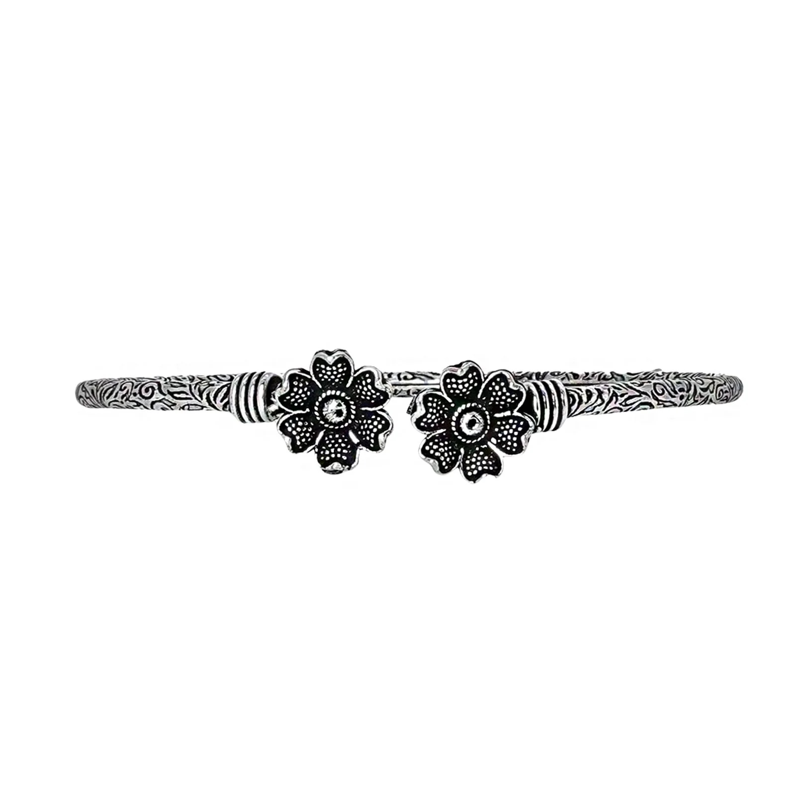 Teejh Aastha Silver Oxidised Floral Bracelet - Image 4