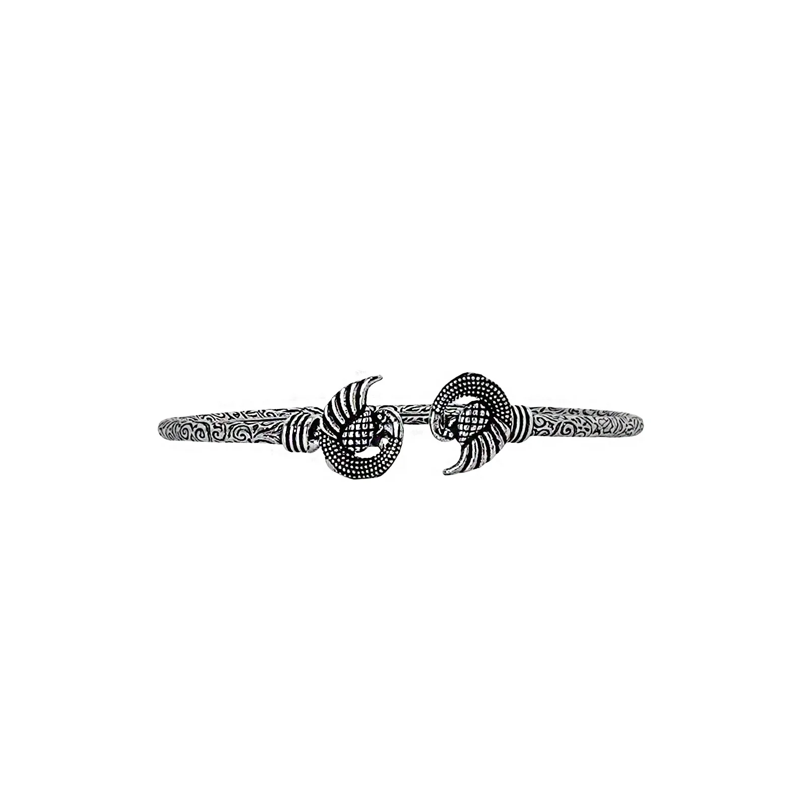 Teejh Aastha Silver Oxidised Peacock Bracelet - Image 3