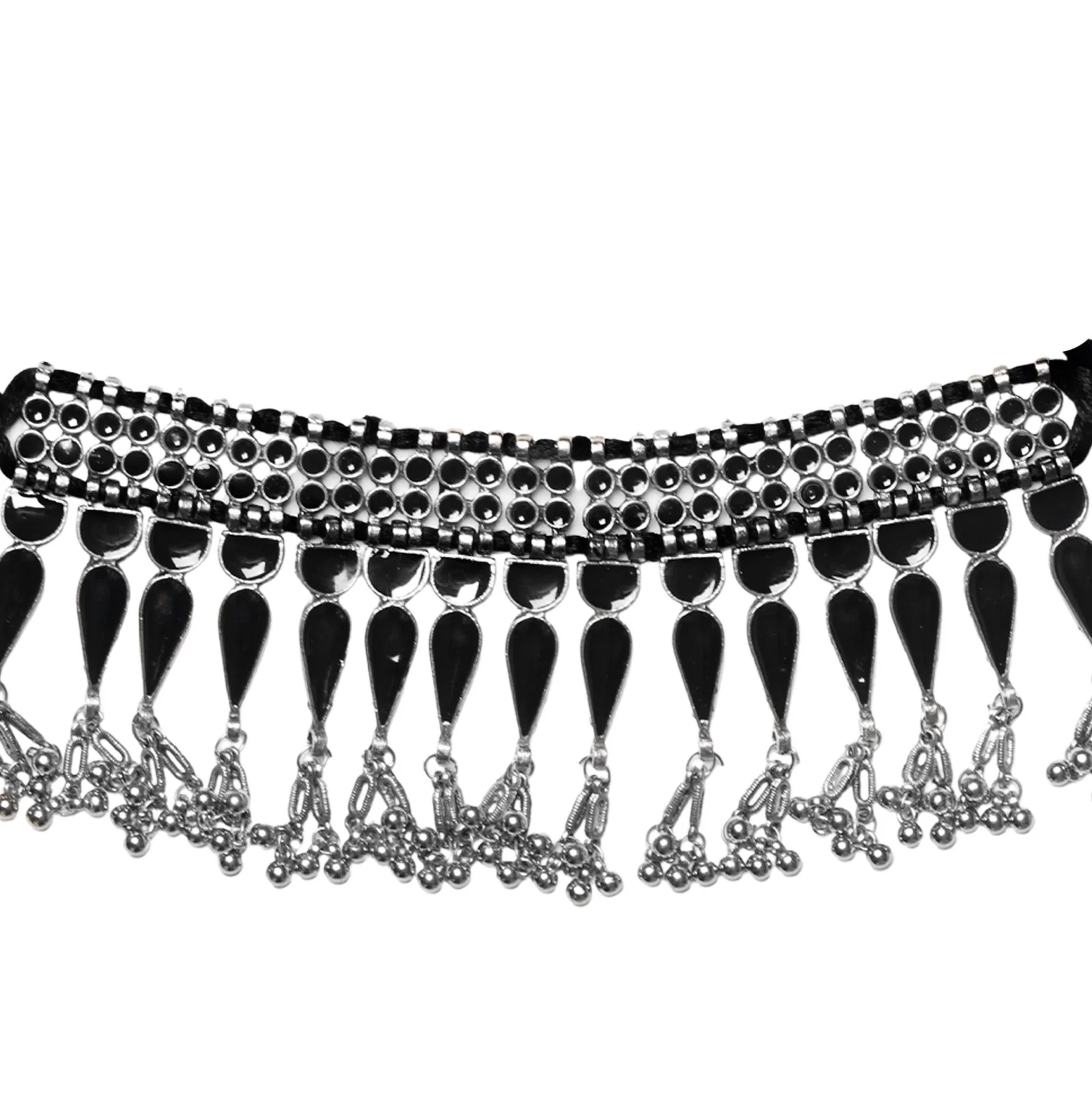 Teejh Adhira Black Silver Oxidised  Choker Necklace - Image 4