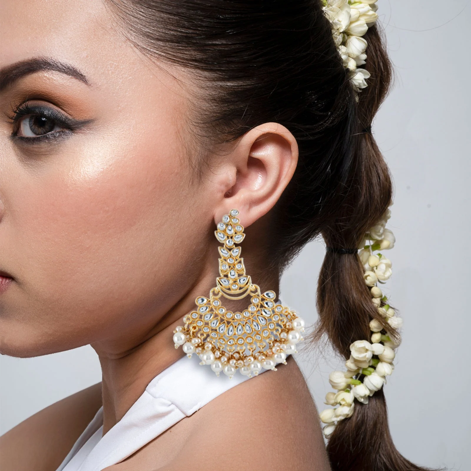 Teejh Adhira Pearl and Polki Maang Earring - Image 2