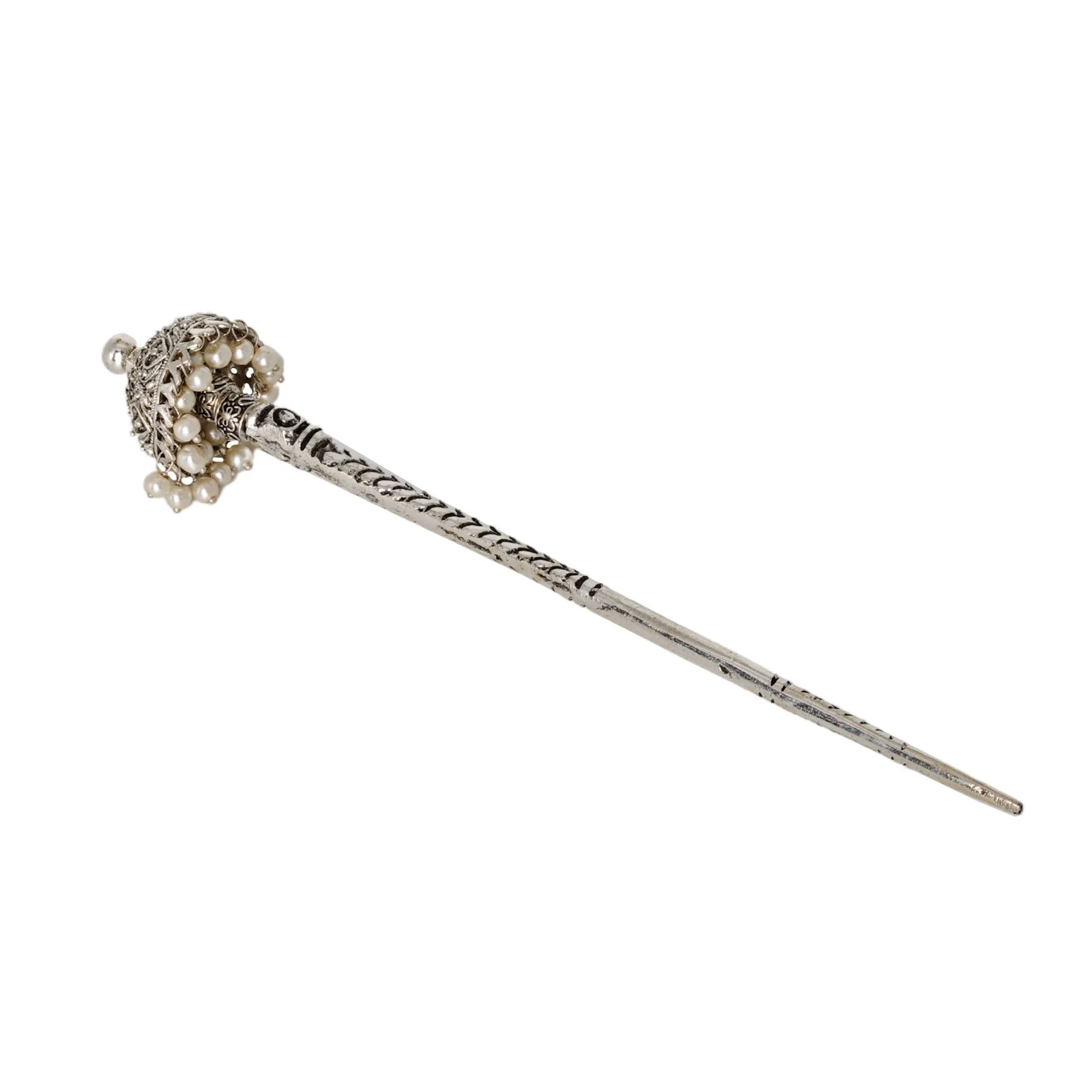 Teejh Adyaksha Silver Oxidised Hairpin - Image 3