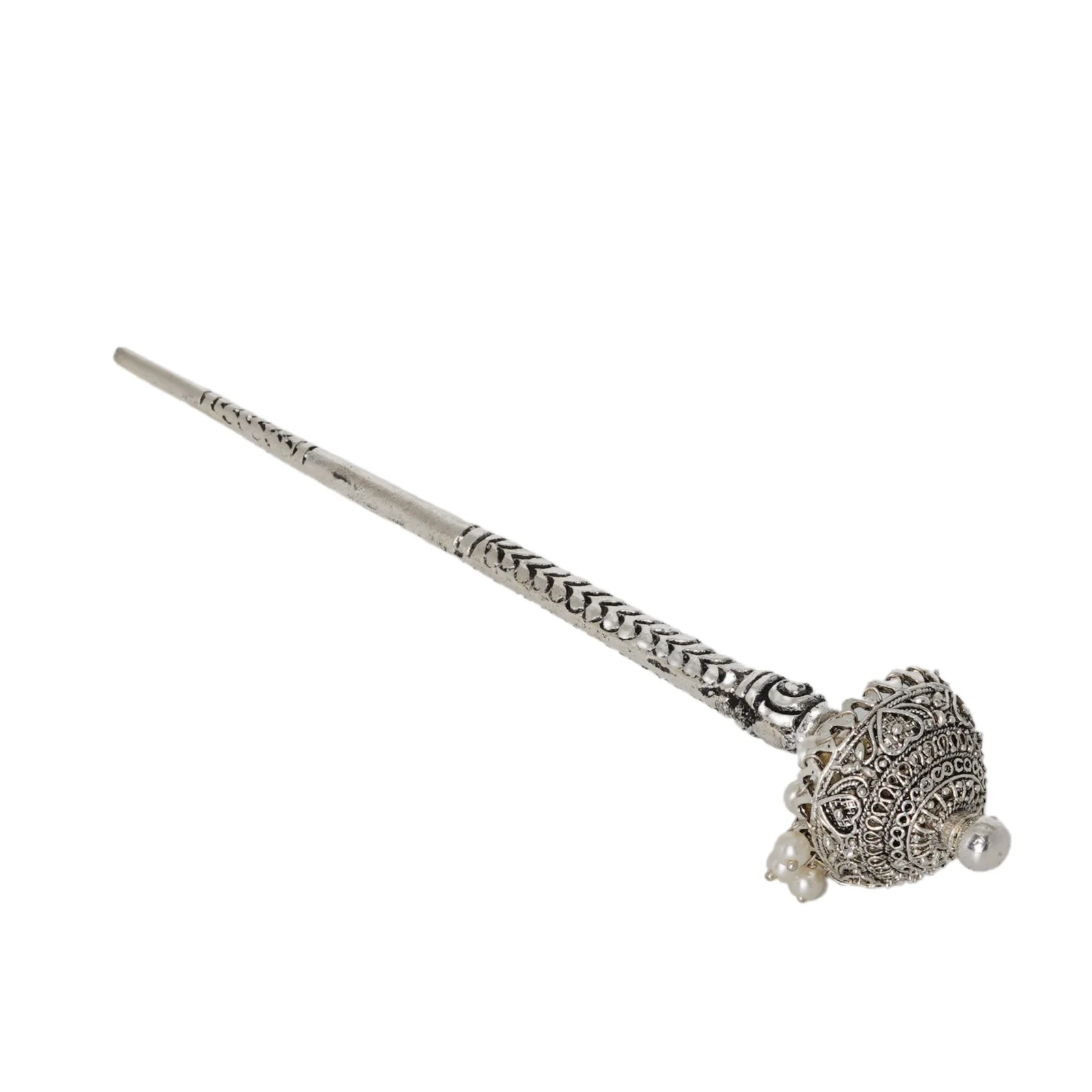 Teejh Adyaksha Silver Oxidised Hairpin - Image 4