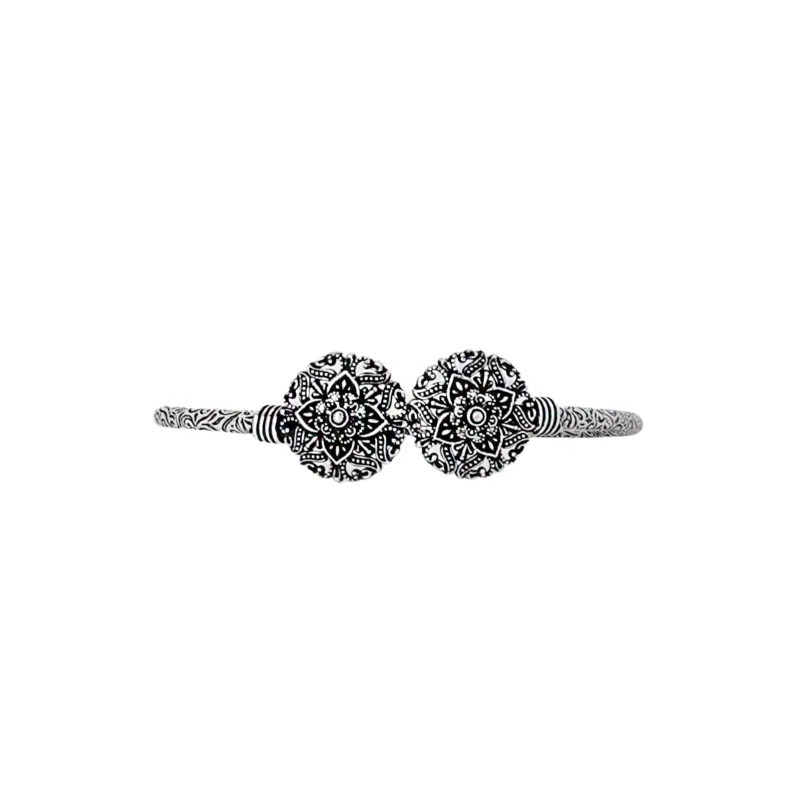 Teejh Akansha Silver Oxidised Floral Bracelet - Image 3