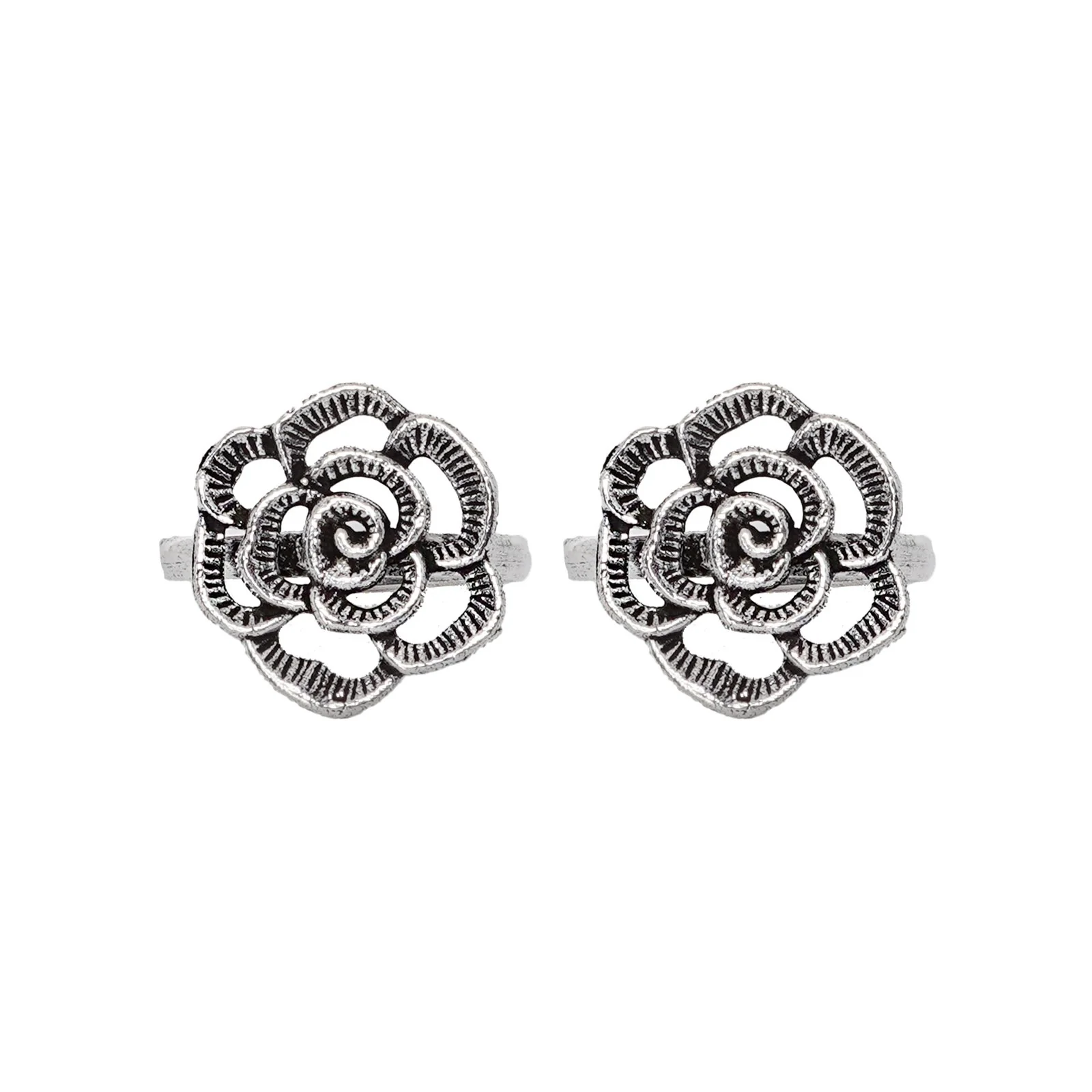 Teejh Akhila Silver Oxidised Toe Rings - Image 3