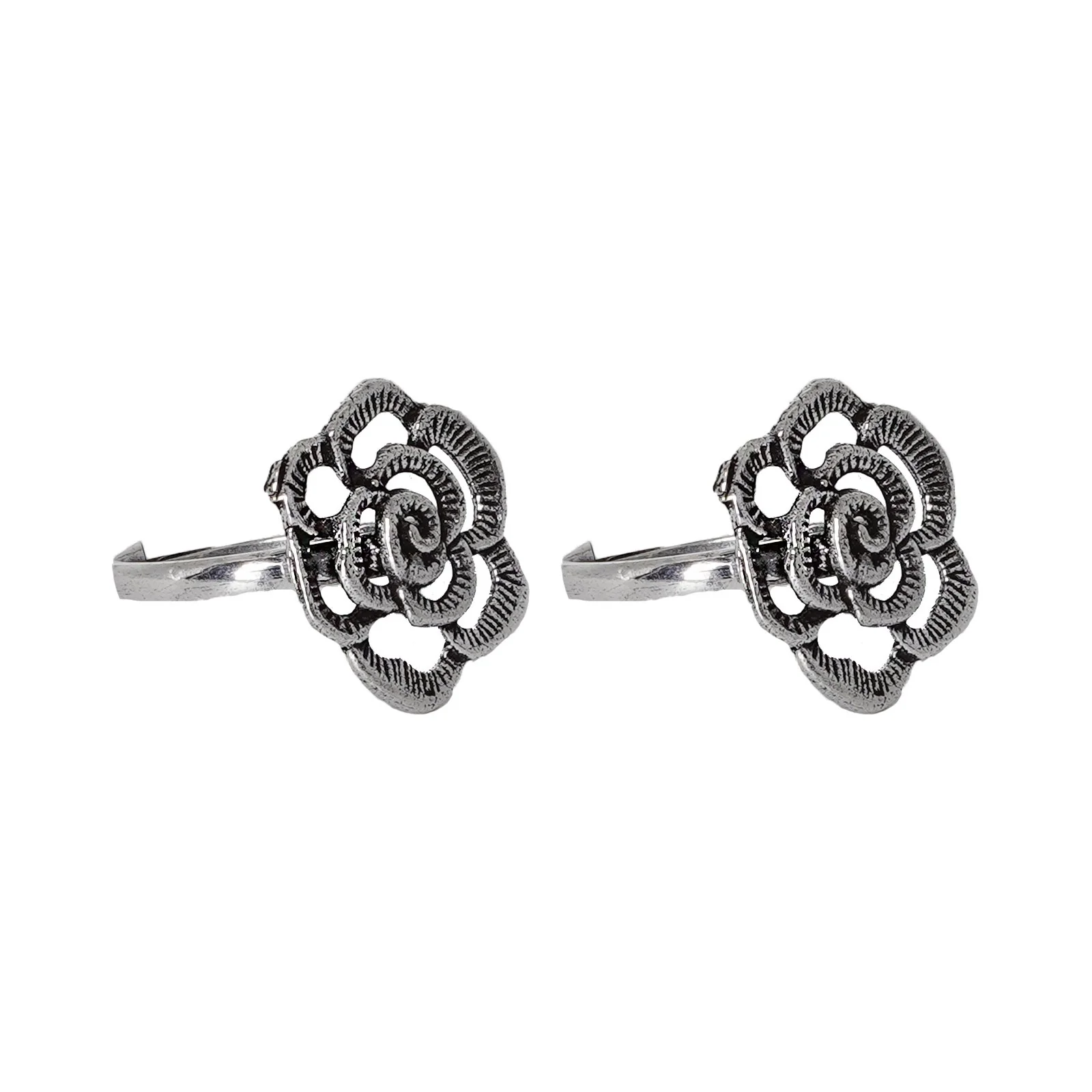 Teejh Akhila Silver Oxidised Toe Rings - Image 4