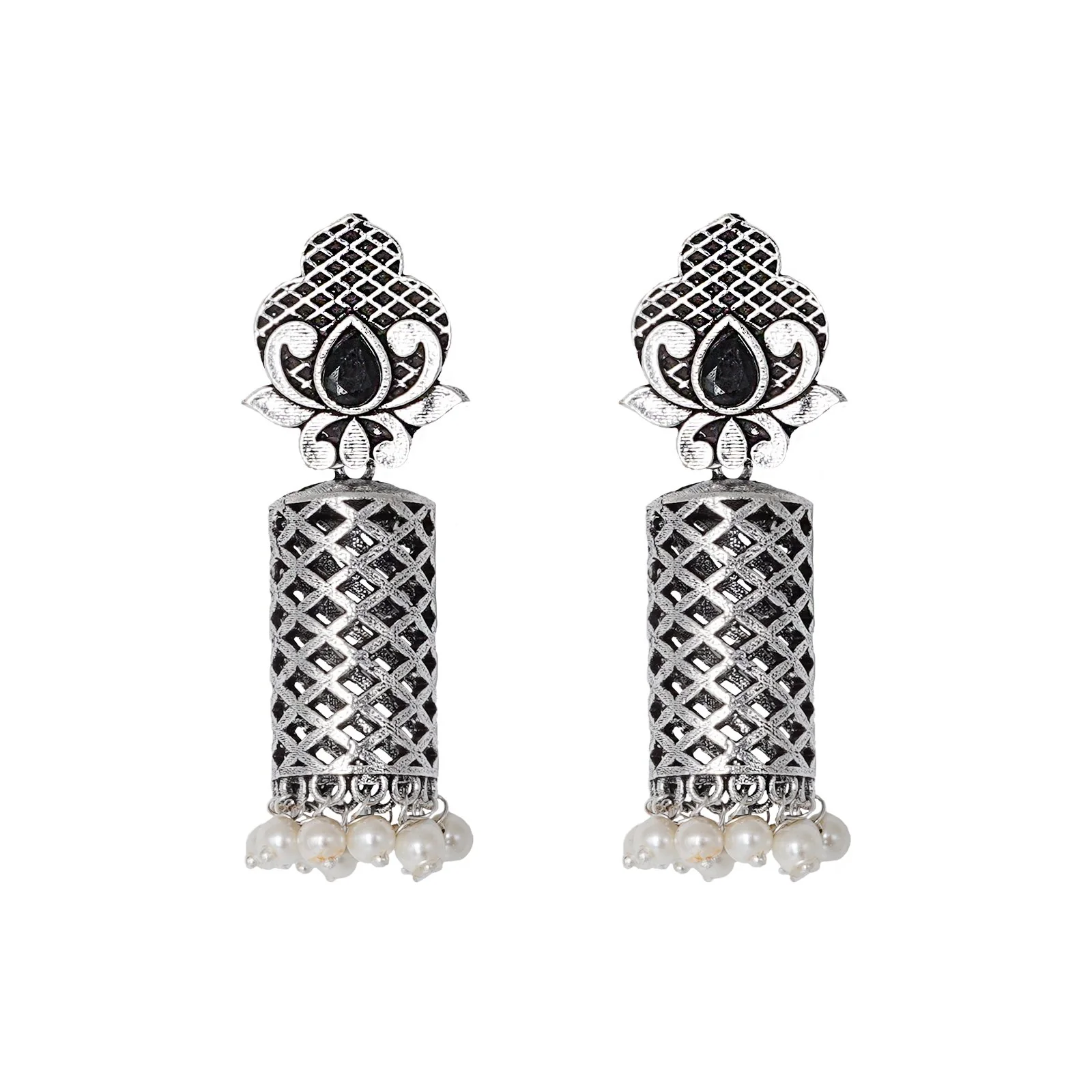 Teejh Akshara Silver Oxidised Earrings - Image 3