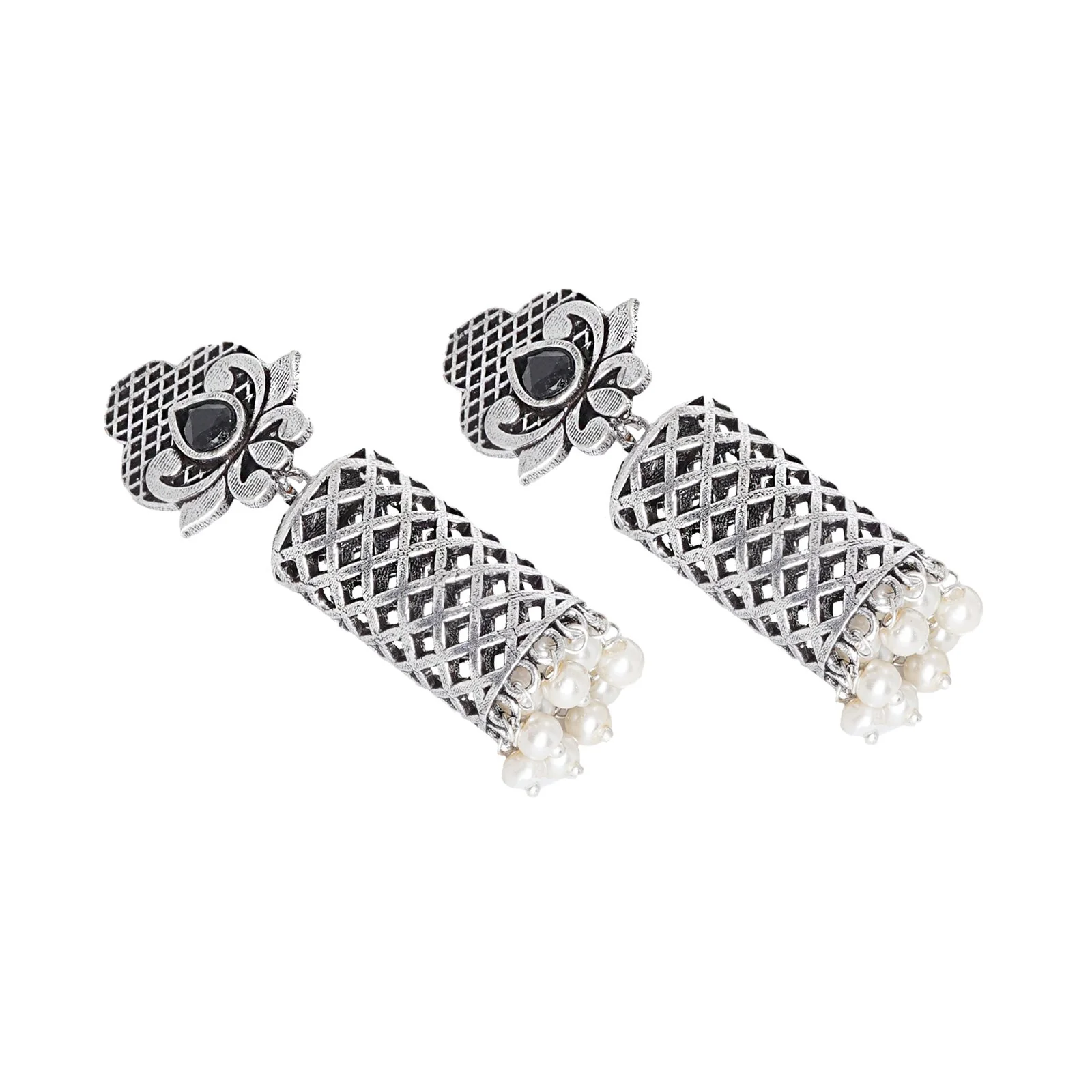 Teejh Akshara Silver Oxidised Earrings - Image 4